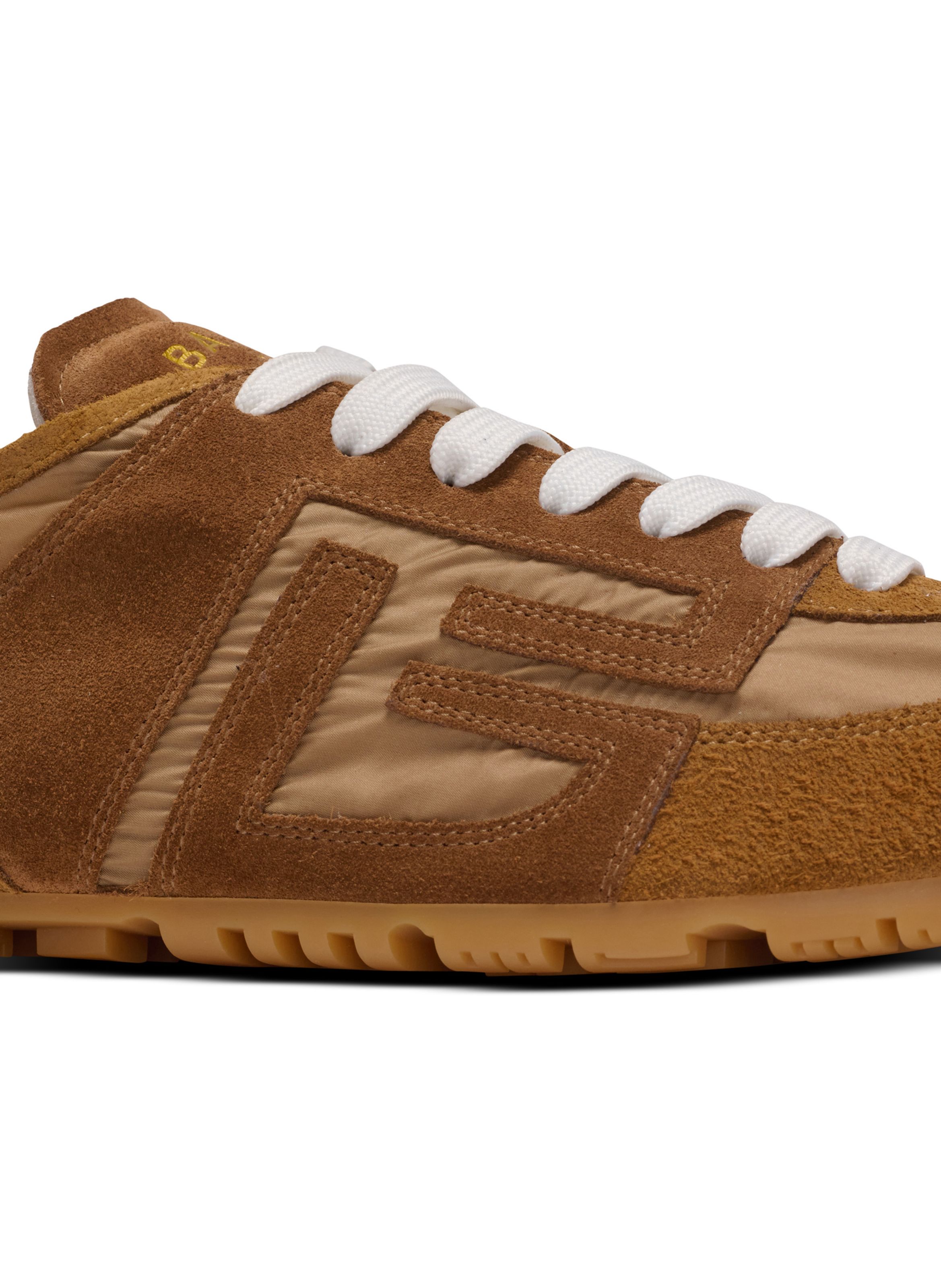 Baskets racer 45 en daim et nylon BALMAIN Marron