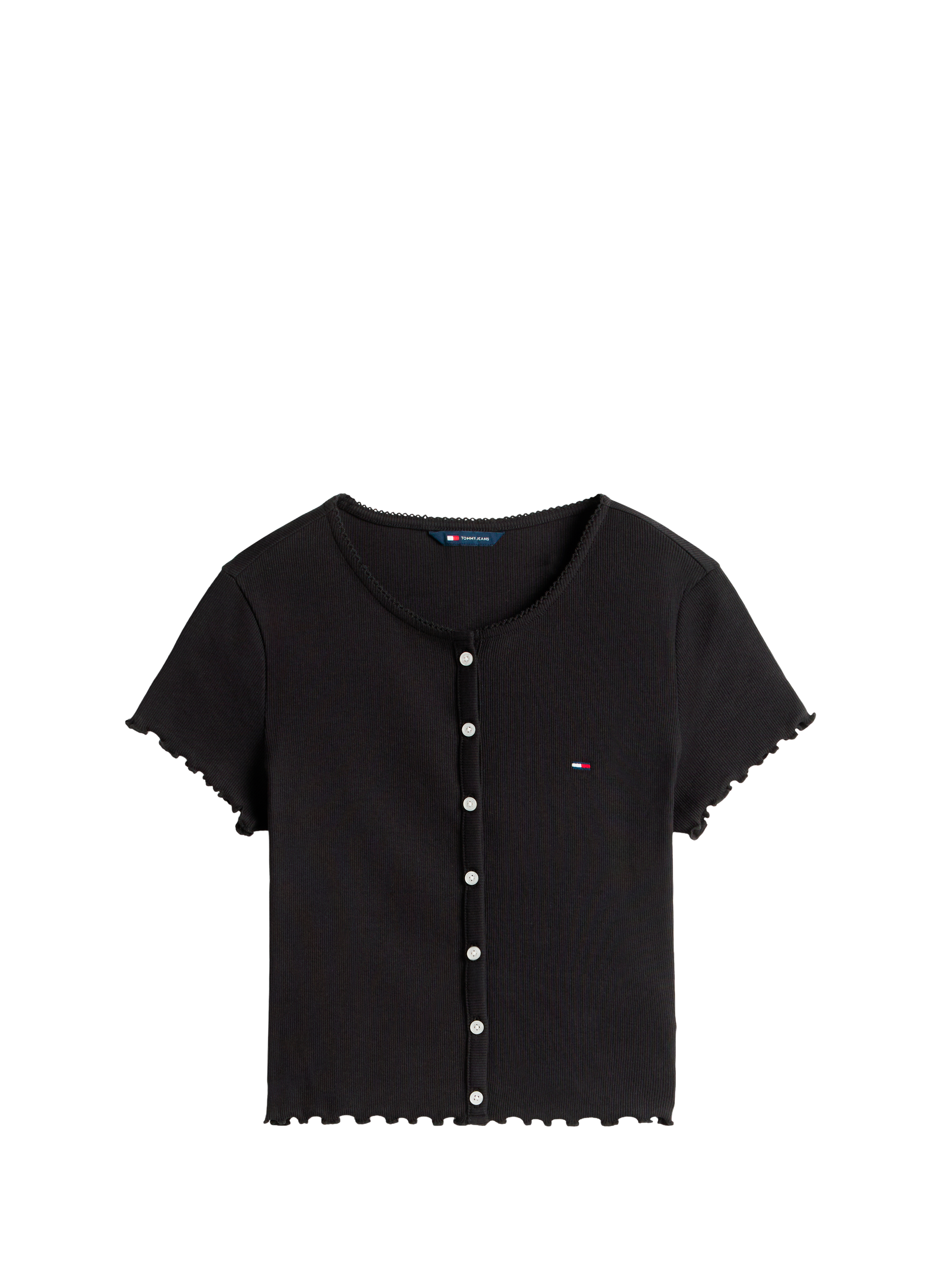 T-shirt côtelé en coton mélangé TOMMY HILFIGER Noir