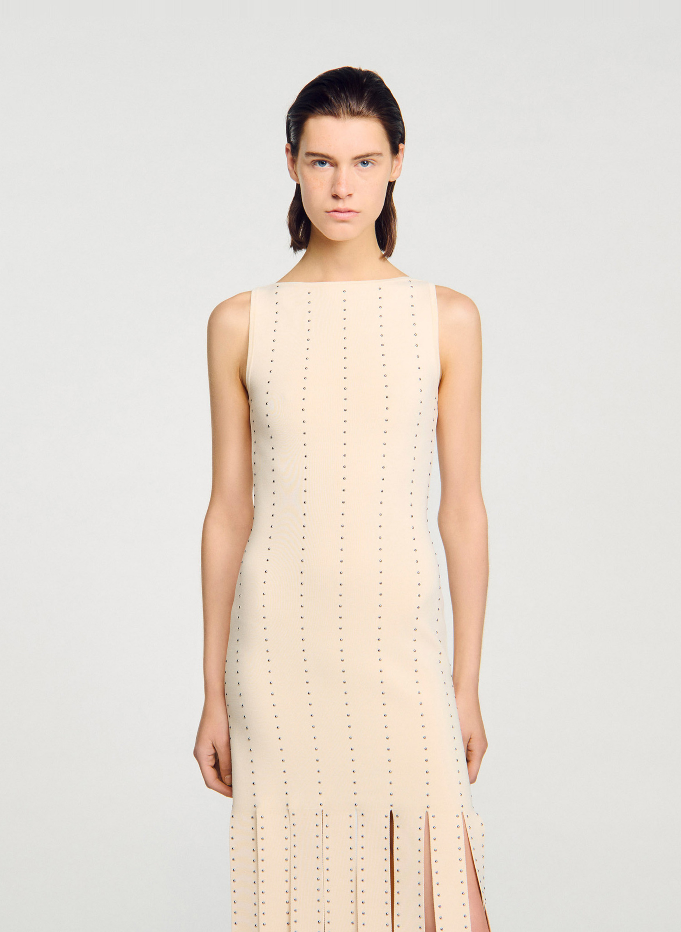 Robe longue col bateau SANDRO Beige