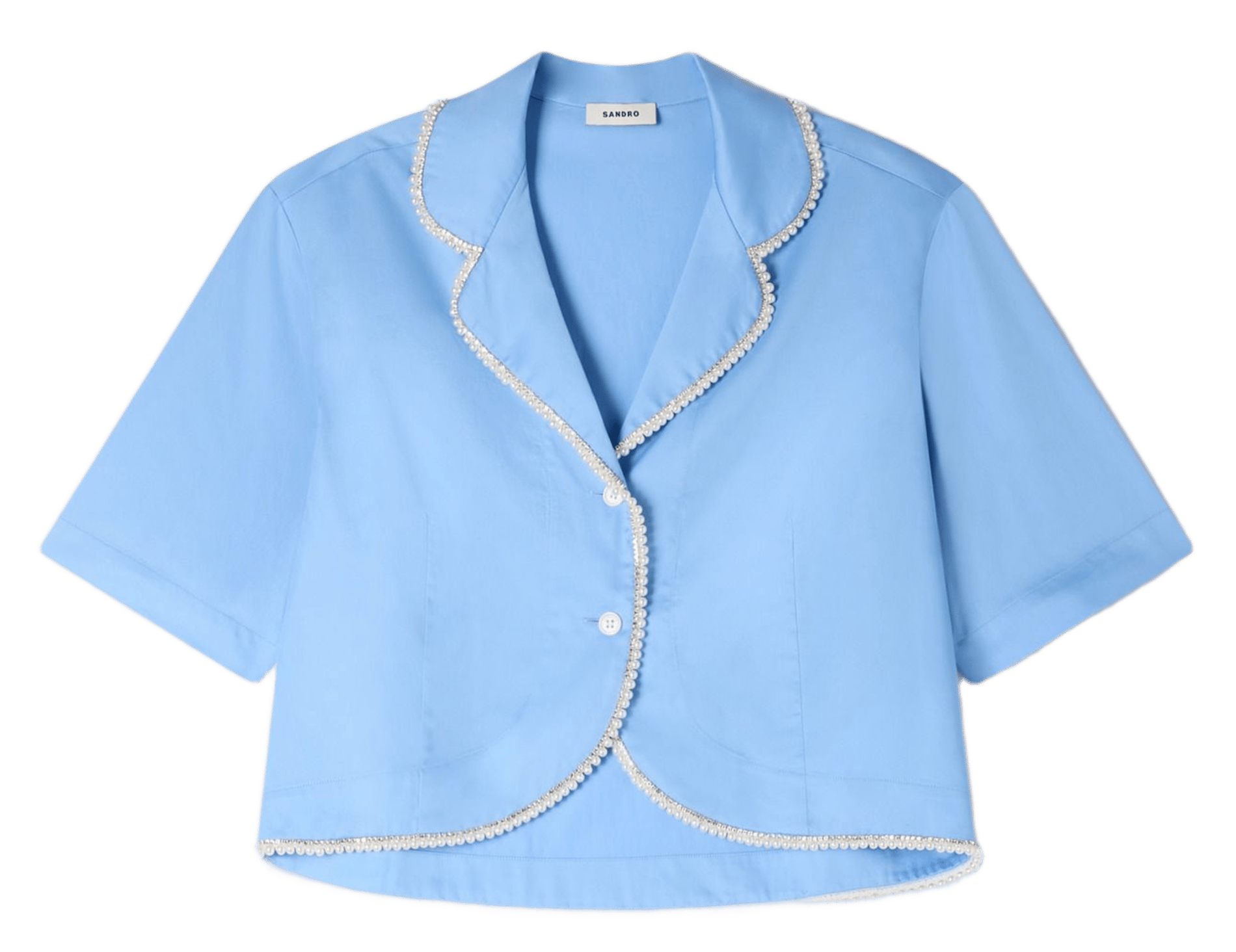 Chemise courte à détail perles SANDRO Bleu