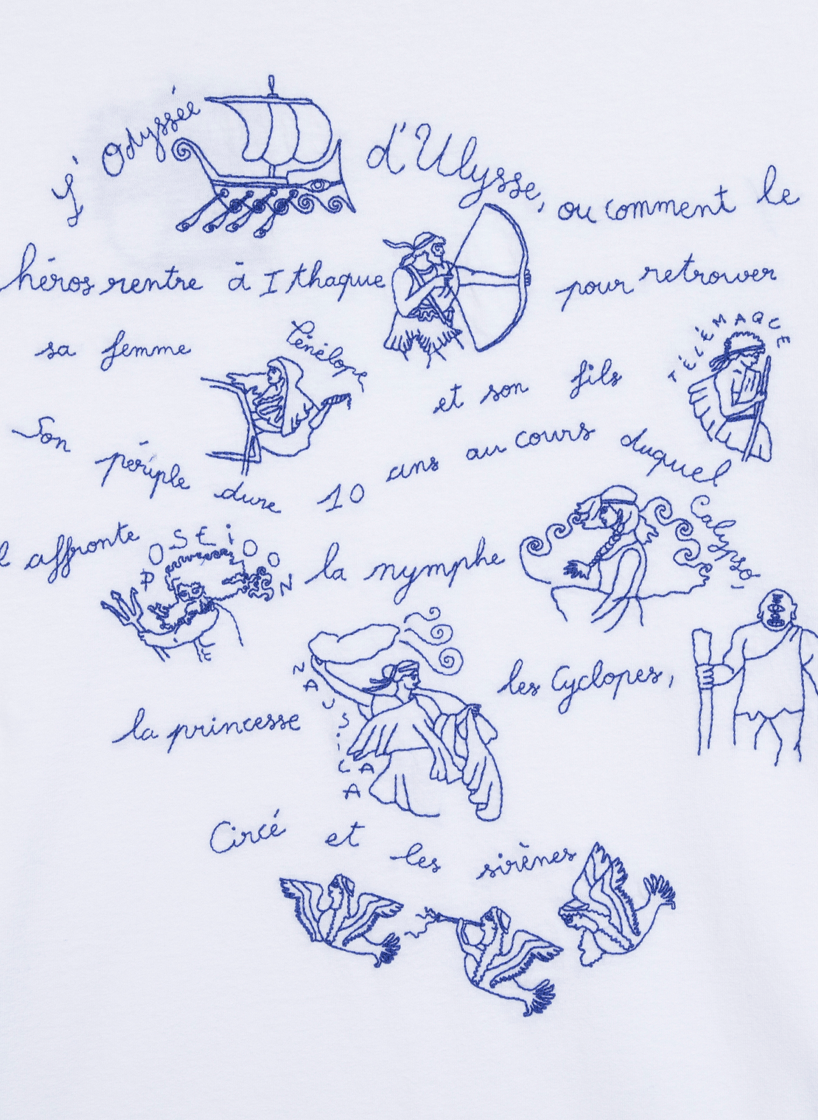 T-shirt Patureau brodé en coton biologique MAISON LABICHE Blanc