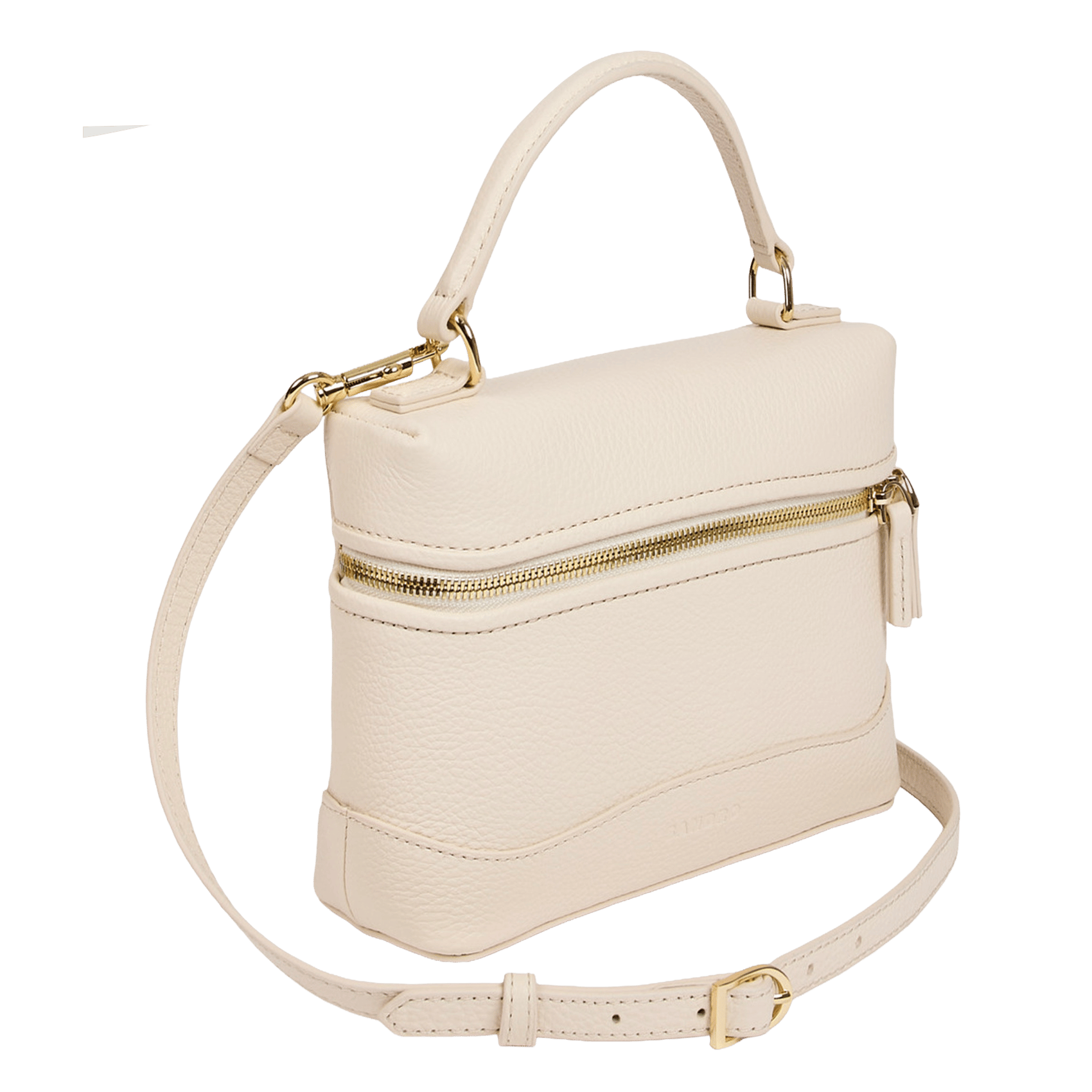 Sac bandoulière zippé en cuir grainé SANDRO Beige