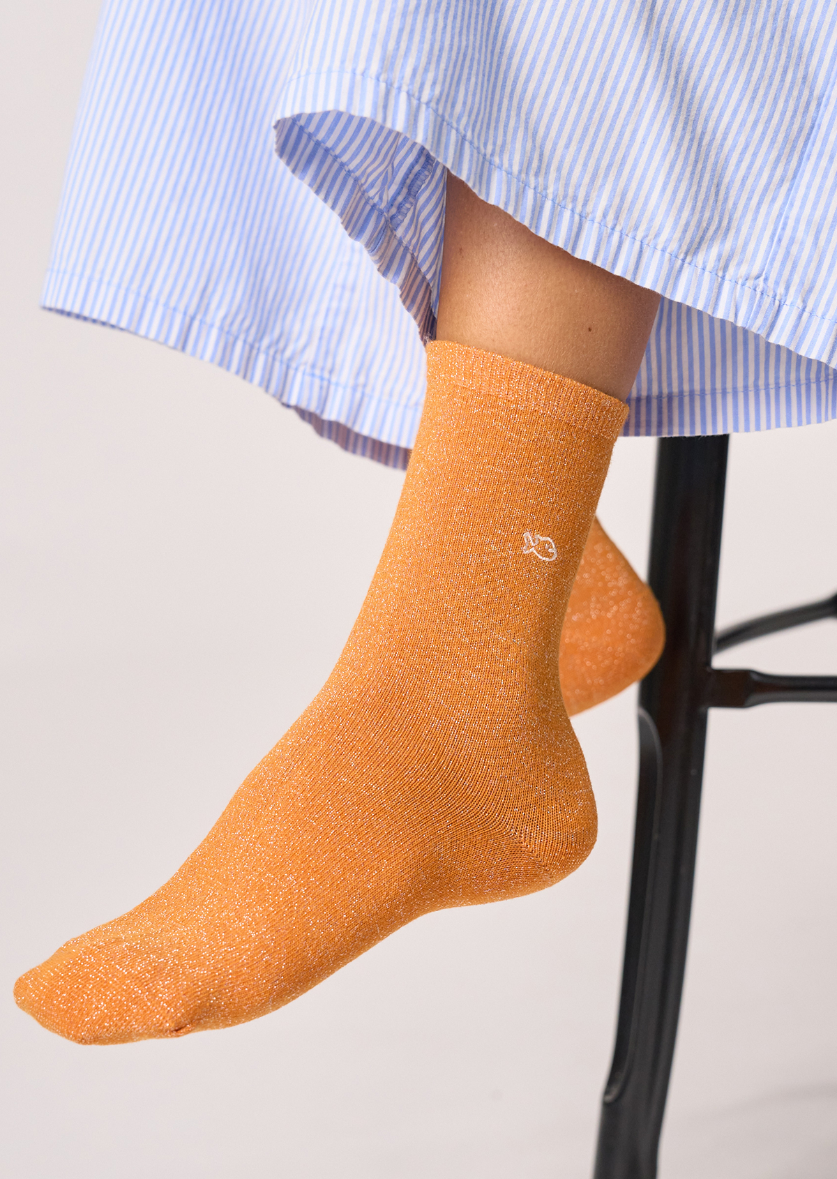 Chaussettes pailletées en coton peigné unies BILLYBELT Orange