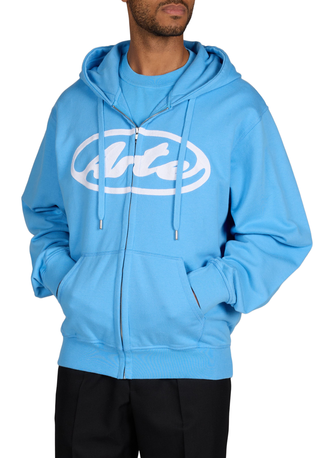 Zip-up hooded cotton sweatshirt ARTE ANTWERP Blue
