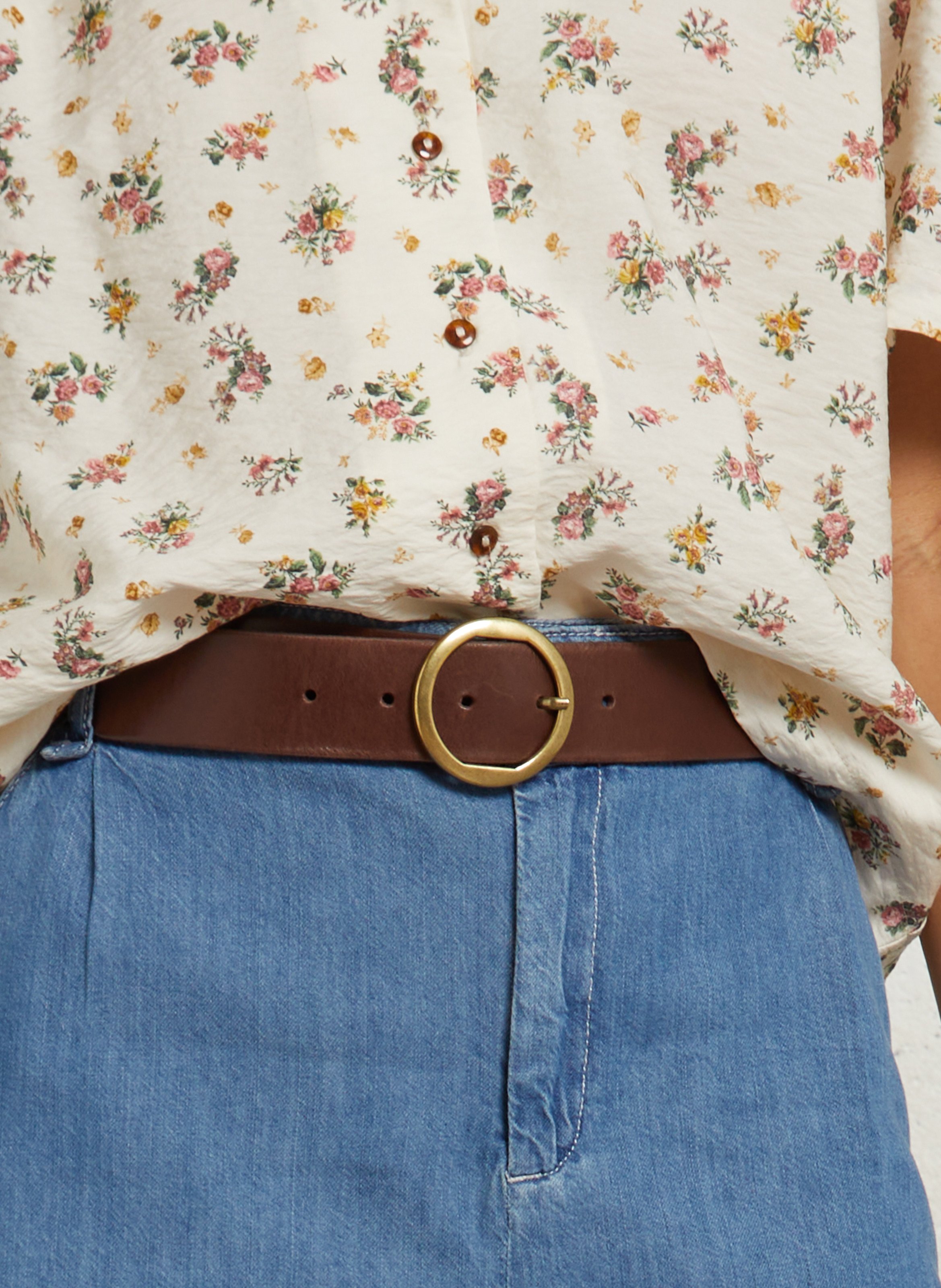 Ceinture à boucle en cuir lisse eline MAISON 123 Marron