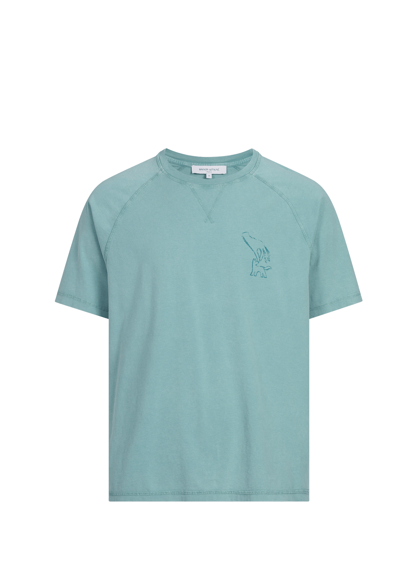 Rechte T-shirt met Fox-print in katoen. MAISON KITSUNÉ Blauw