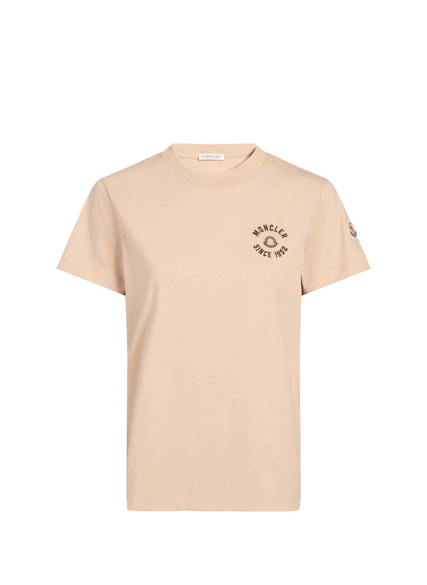 Cotton chest embroidery T-shirt MONCLER Beige