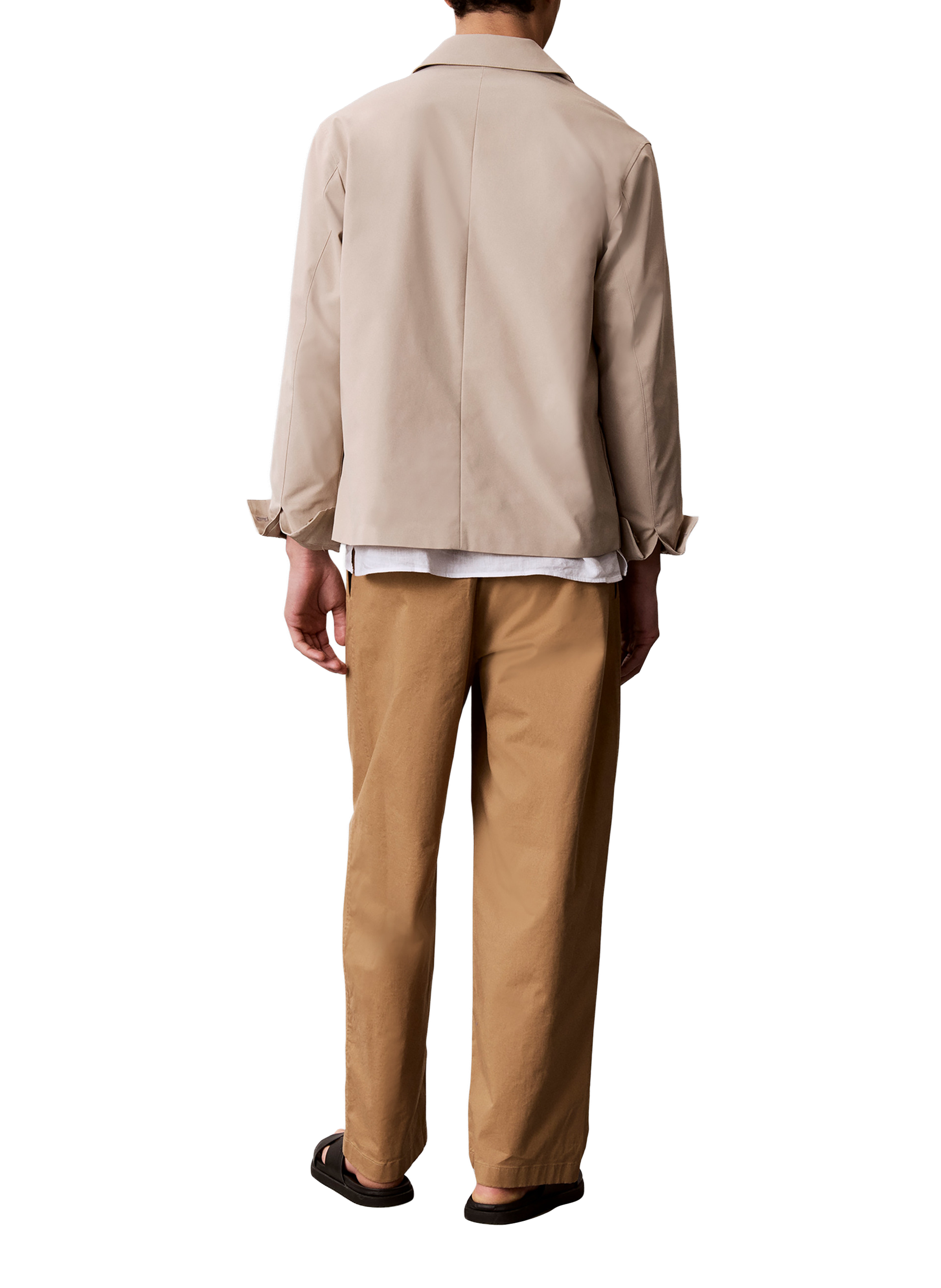 Pantalon droit en coton mélangé CALVIN KLEIN Beige