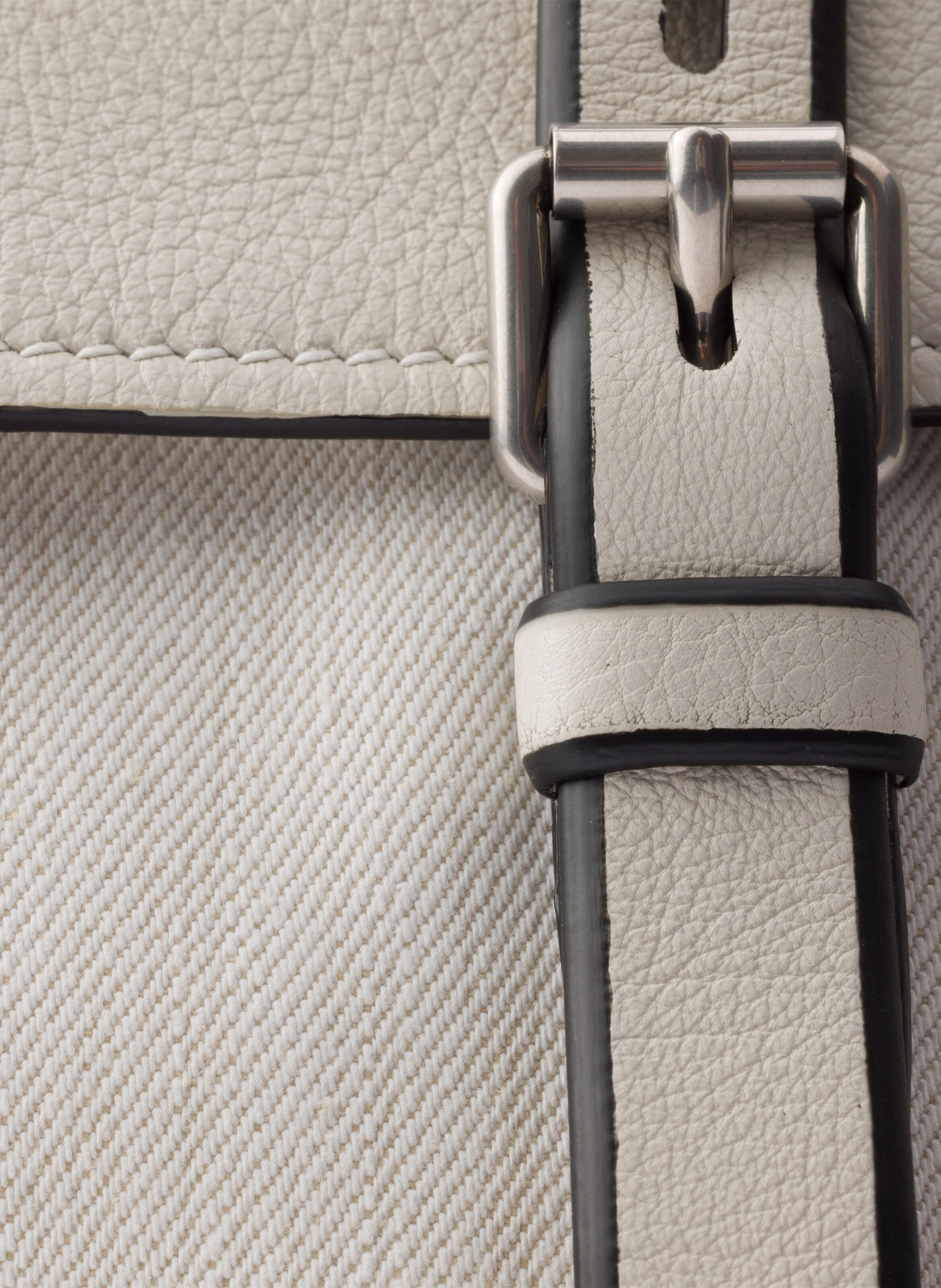 Cabas prada bonnie en denim et cuir PRADA Blanc