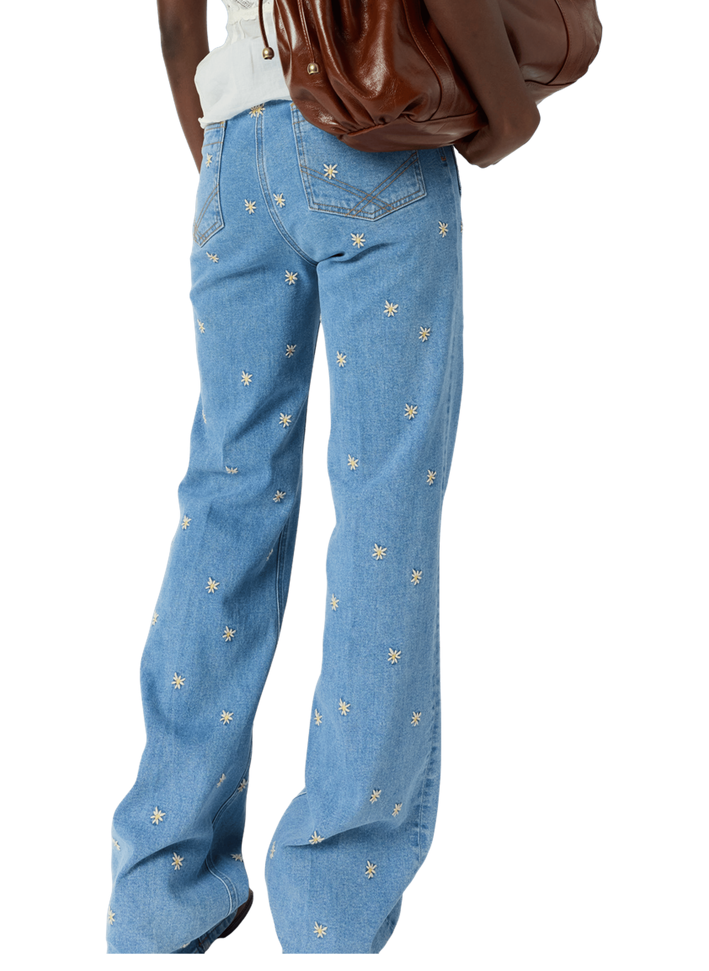 Jean flare à fleurs - anna Bleu