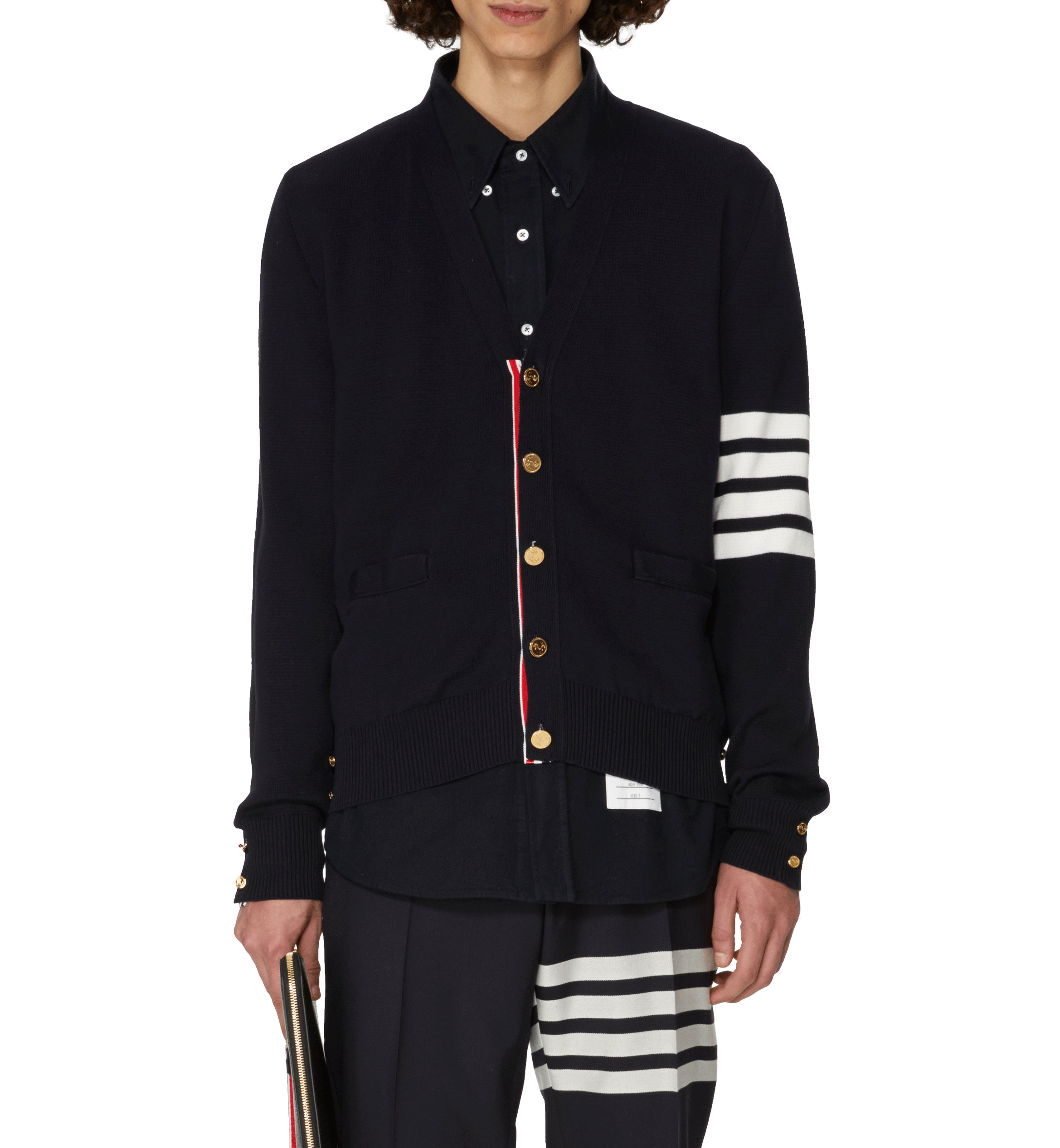 Cardigan met 4 rijen Milano-steek THOM BROWNE Blauw