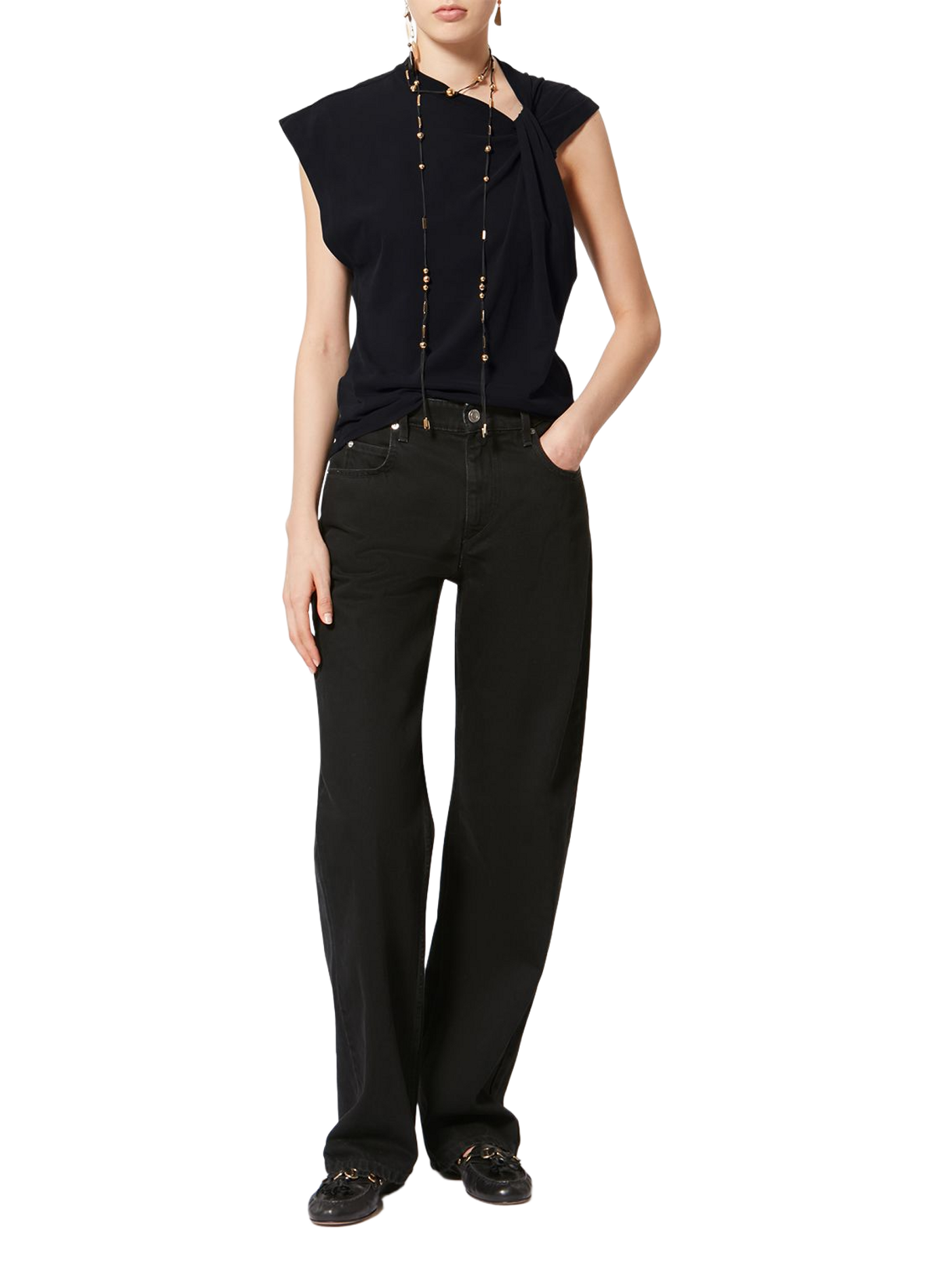 Asymmetrisch T-shirt Nayda van katoen ISABEL MARANT Zwart