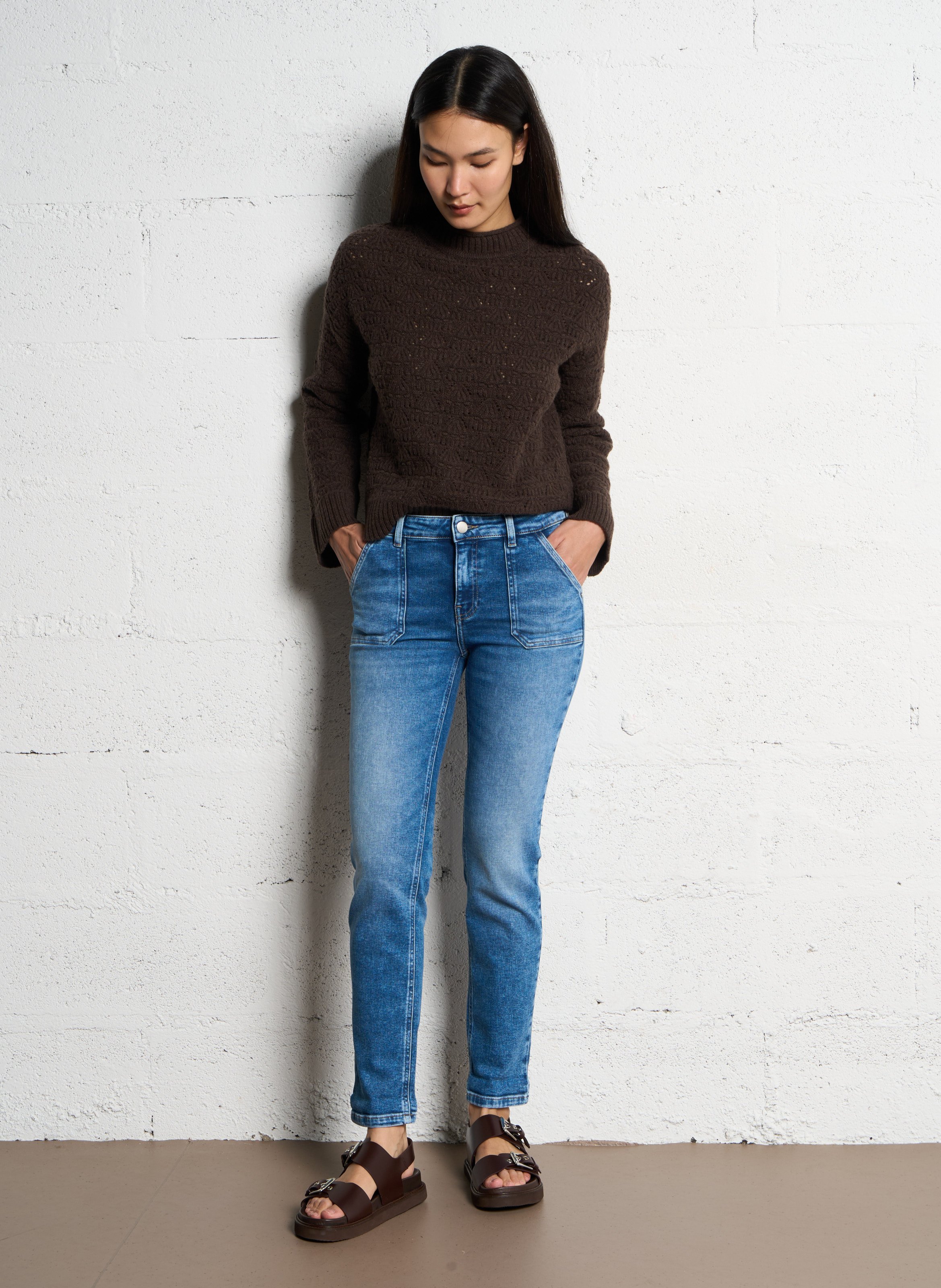 Jean slim en coton mélangé nalla | Bleu MAISON 123 Femme