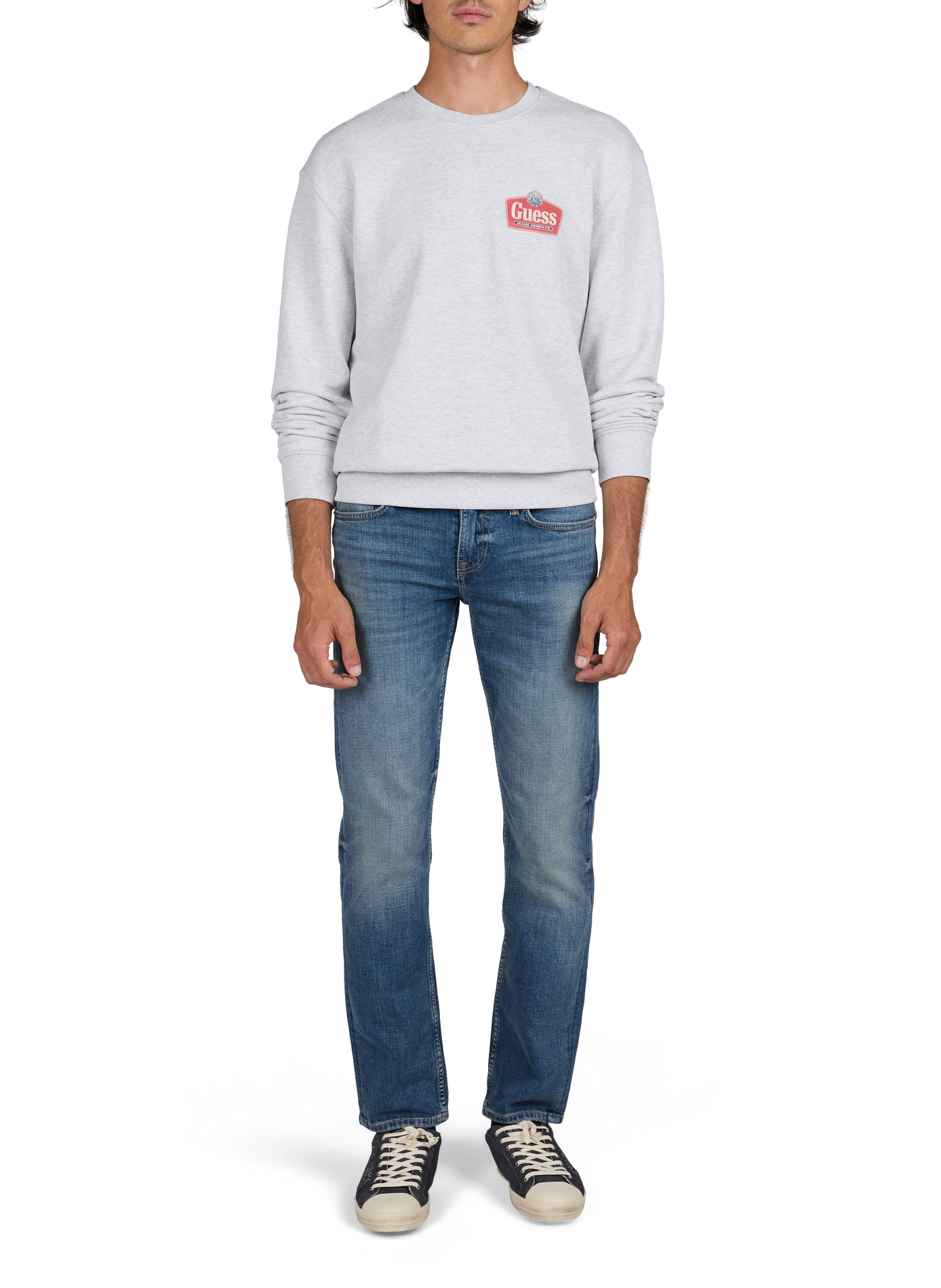 Gerader Baumwoll-Sweater GUESS Grau
