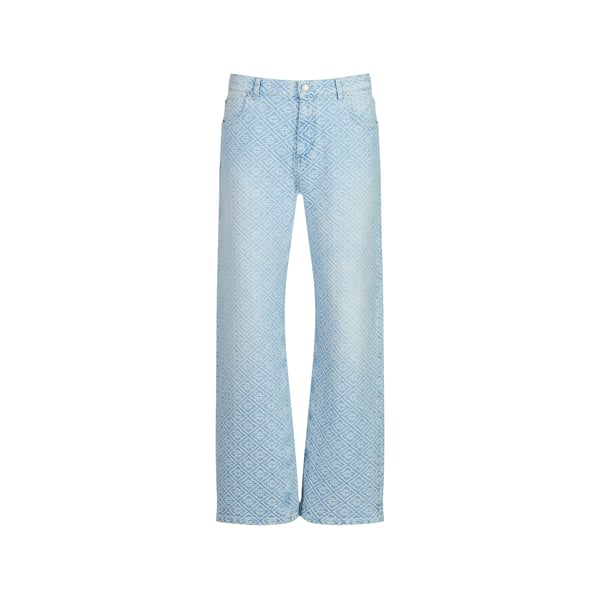 Jean droit à jacquard monogramme en coton Jean droit à jacquard monogramme en coton