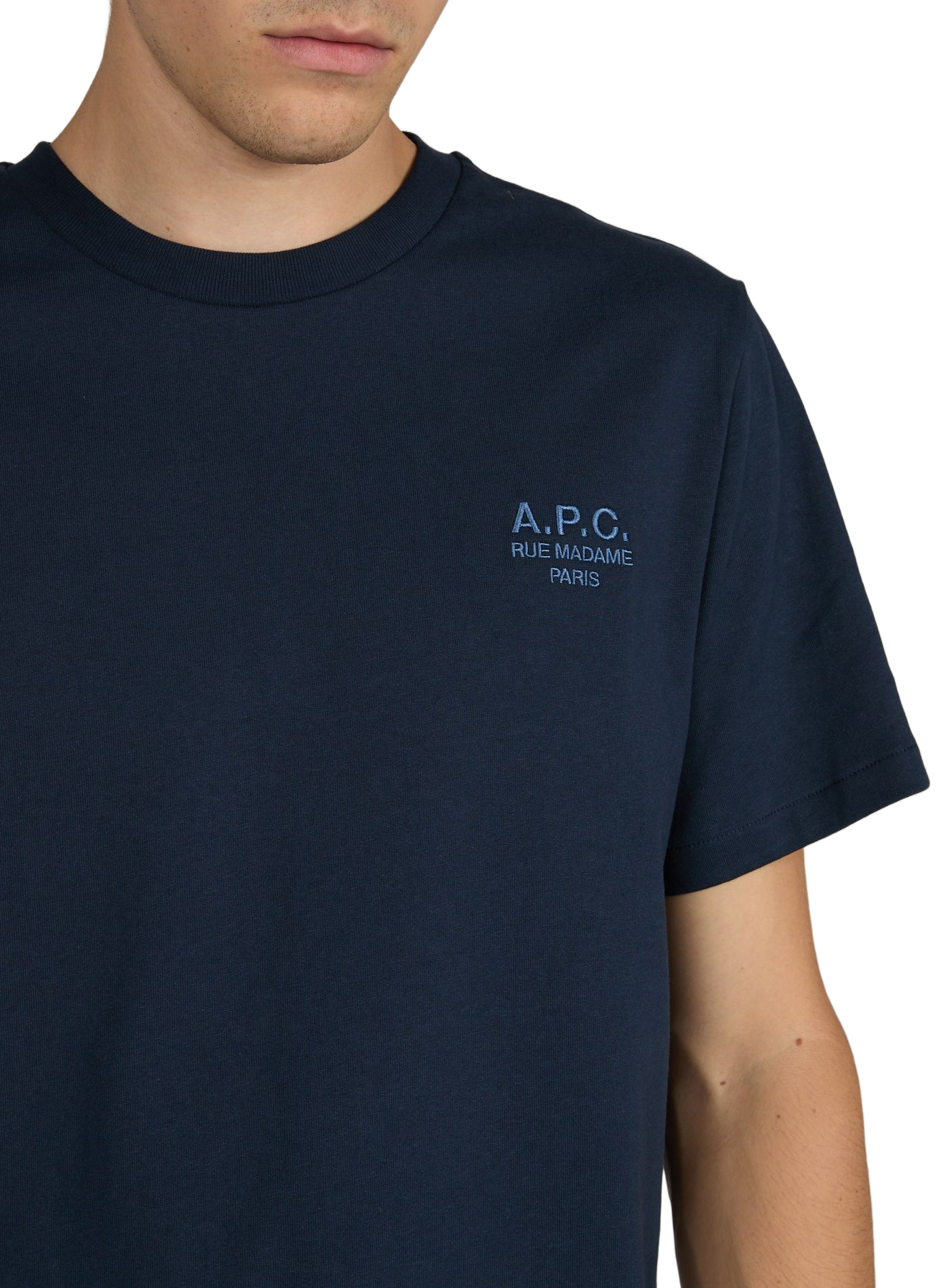 T-shirt à col rond en coton A.P.C. Bleu