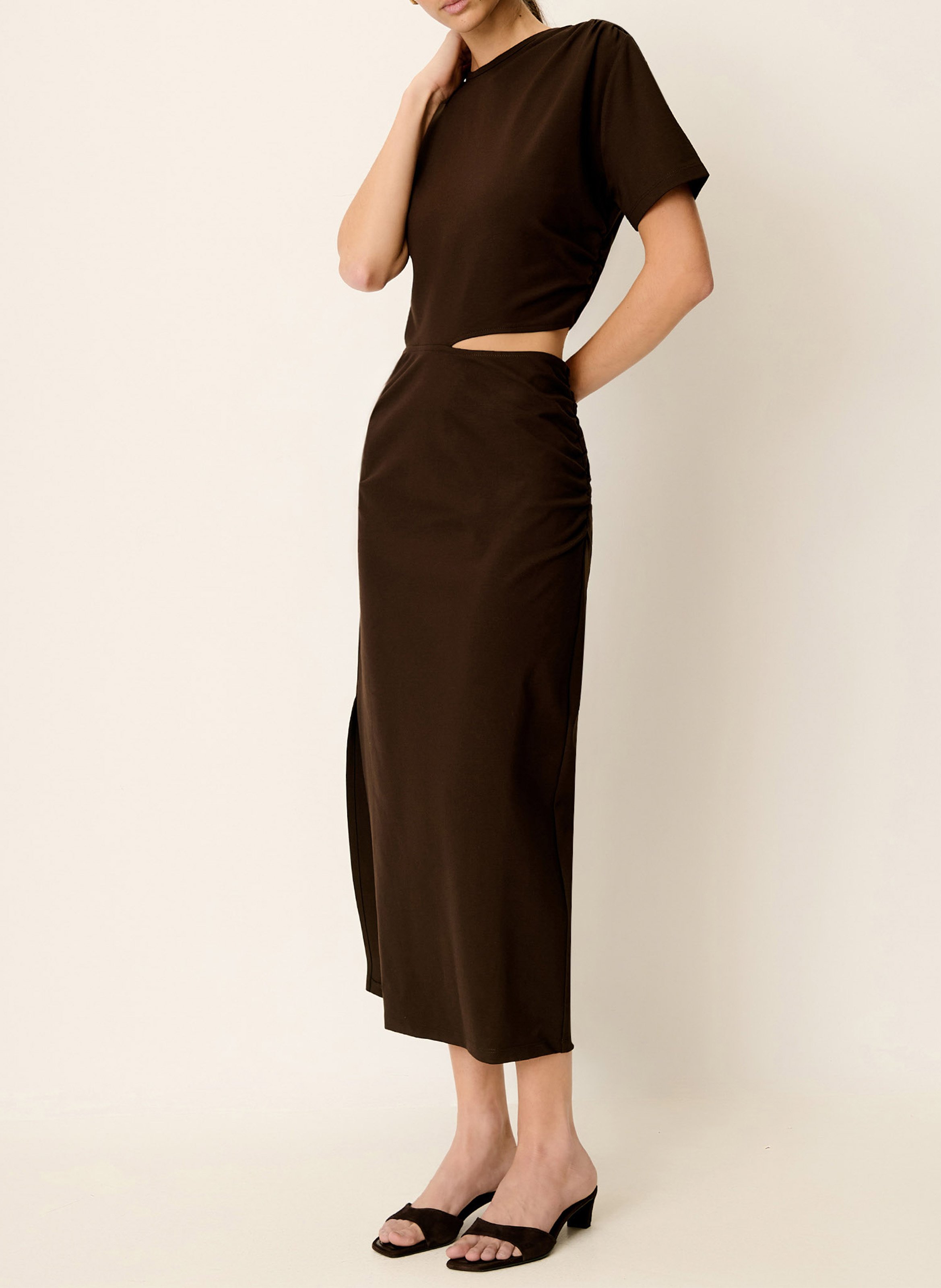 Robe longue en maille vertigo SESSUN Marron