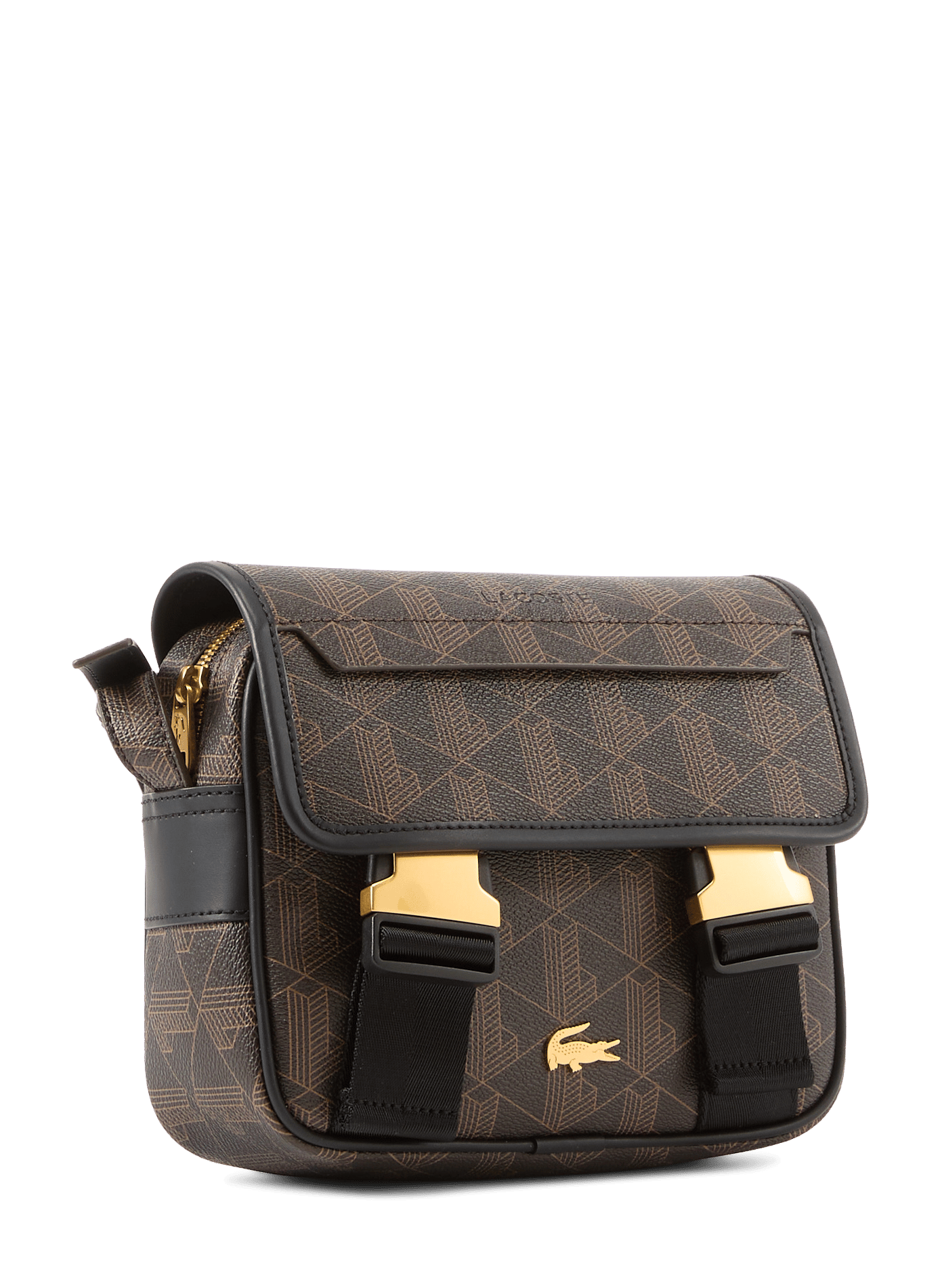 Sac à bandoulière imprimé à logo métallique LACOSTE Marron