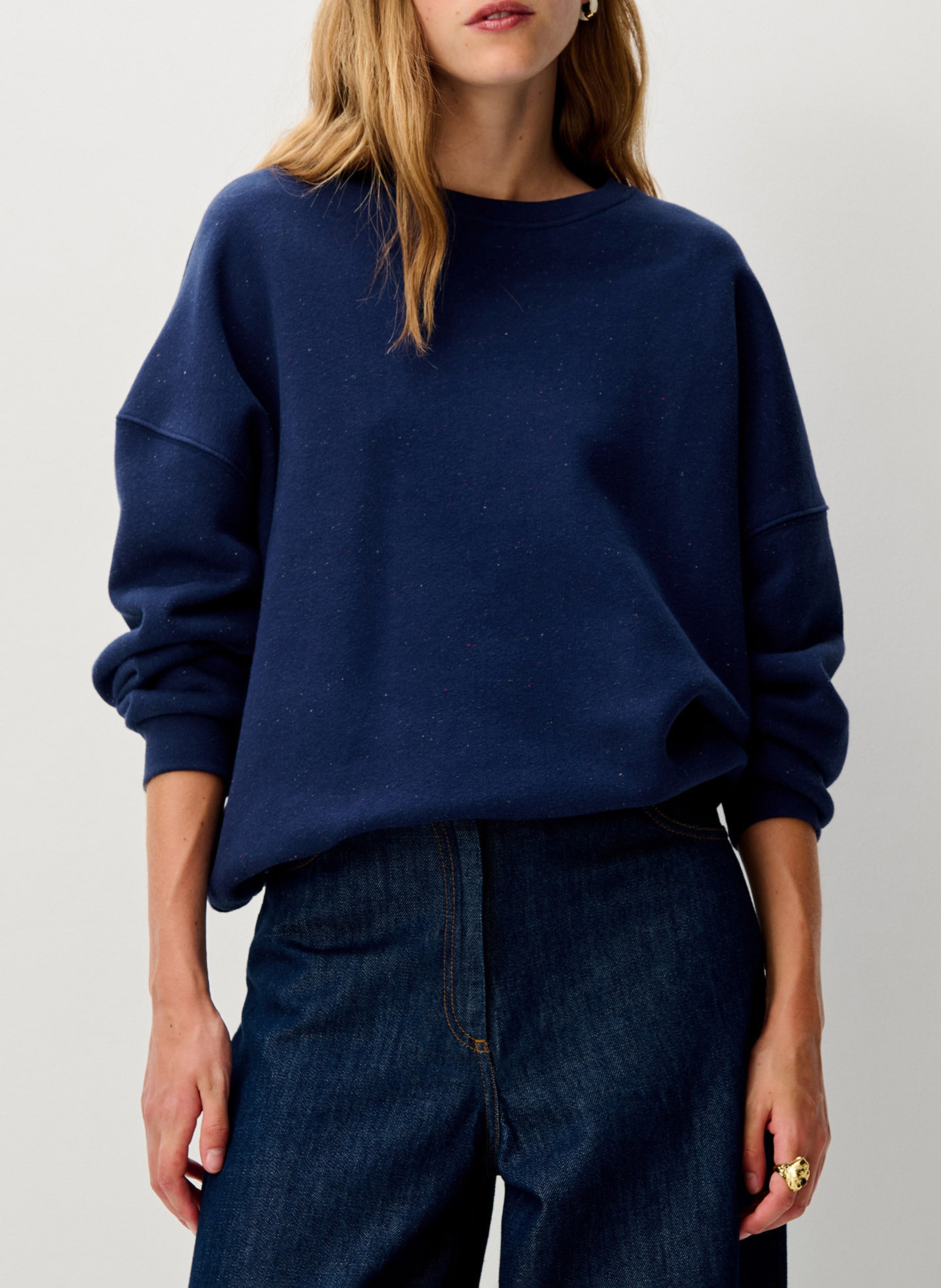 Sweat col rond oversize en coton mélangé chebbi SESSUN Bleu