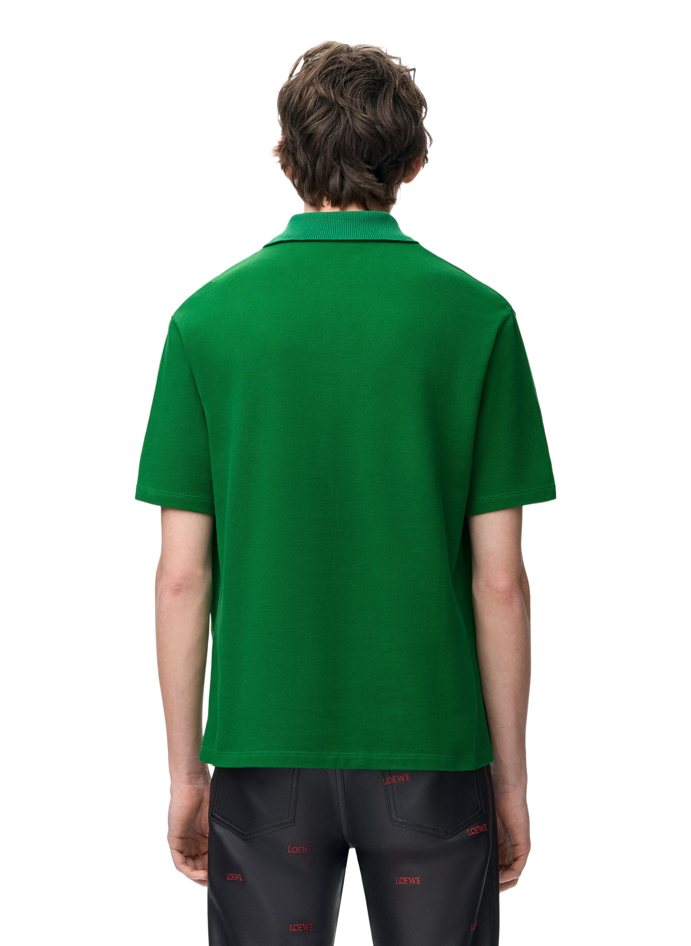 Lightweight cotton piqué polo LOEWE Green