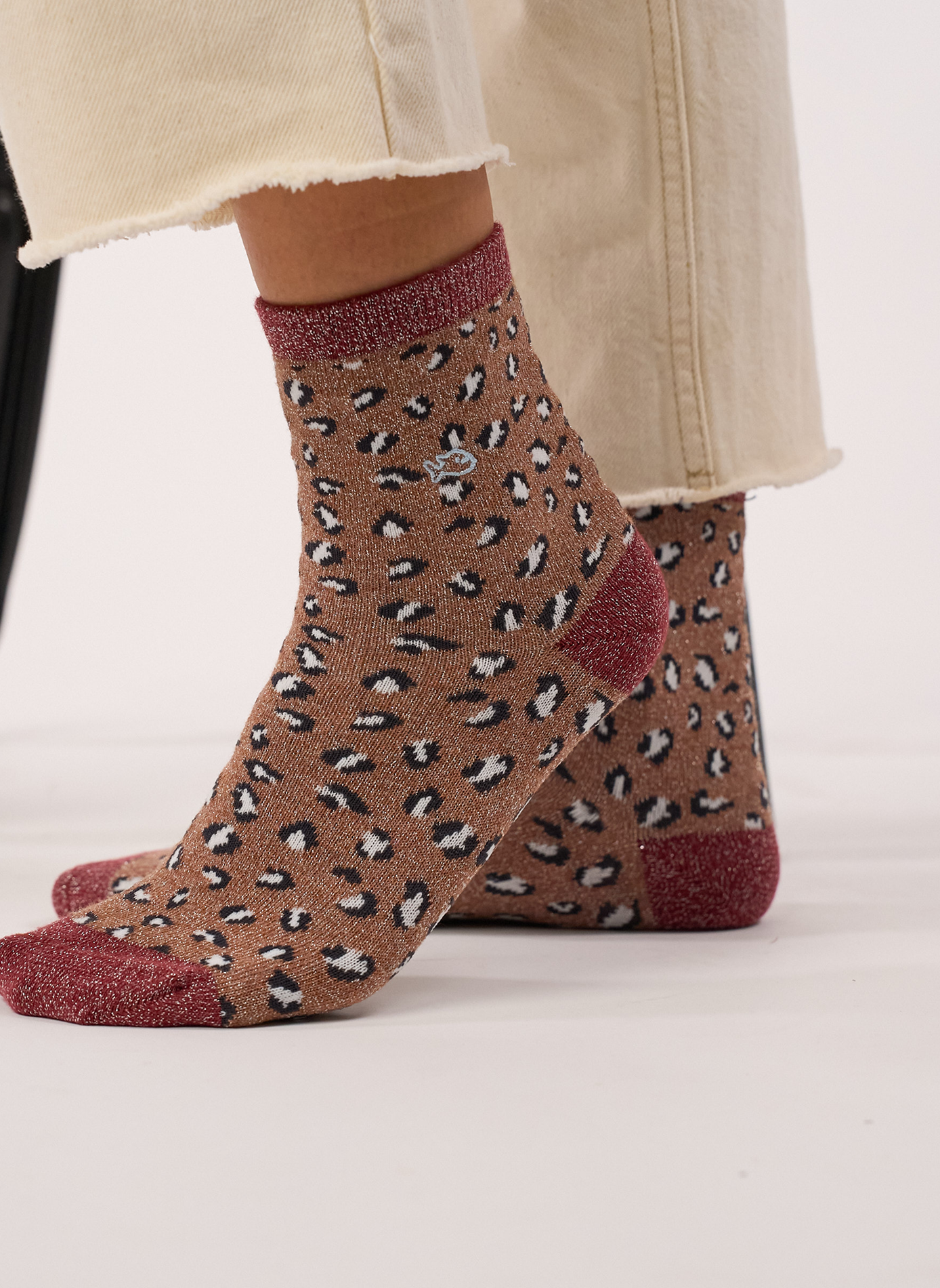Chaussettes en coton peigné léopard BILLYBELT Marron