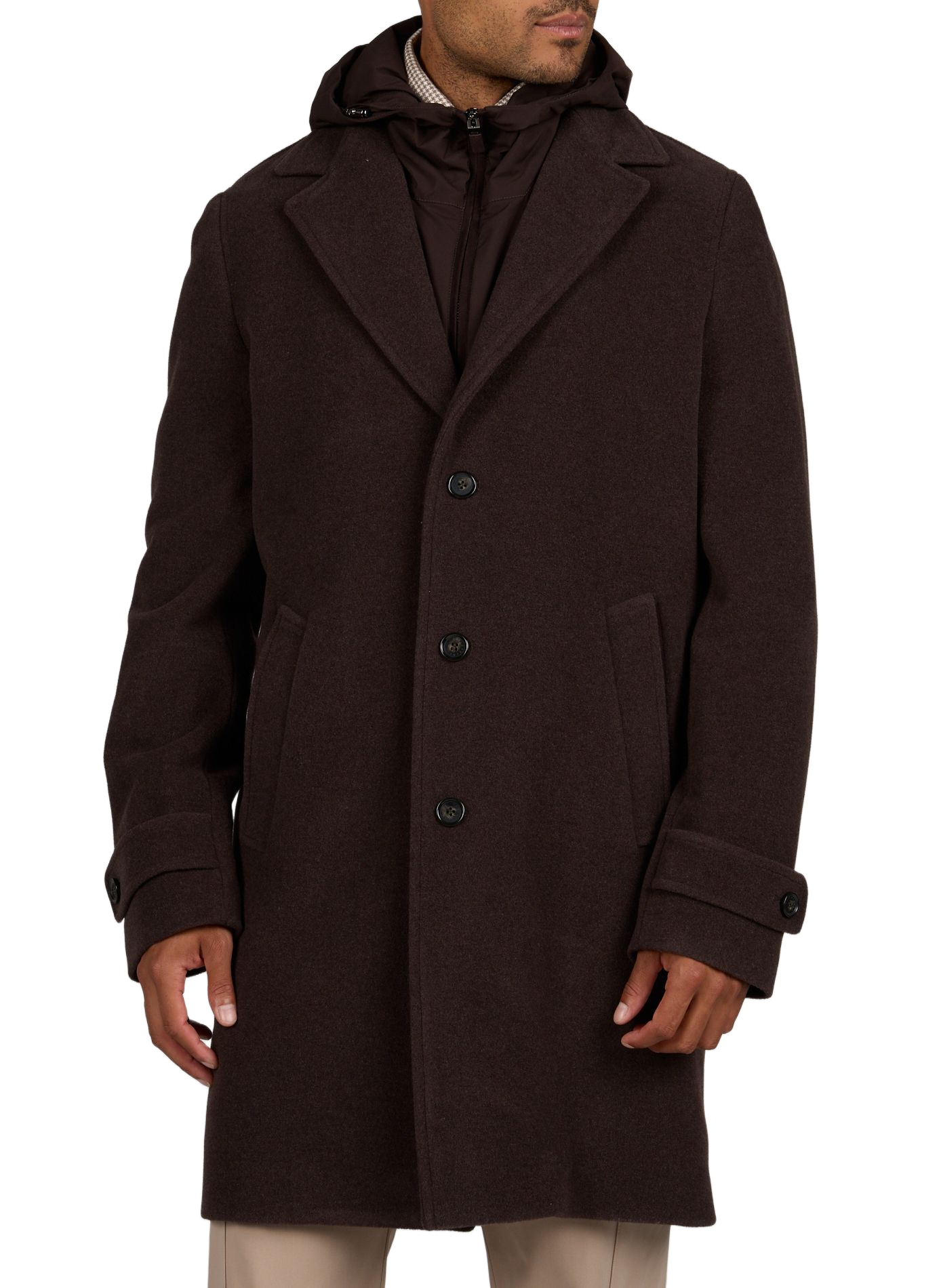 Manteau avec doublure amovible en laine vierge PAUL & SHARK Marron