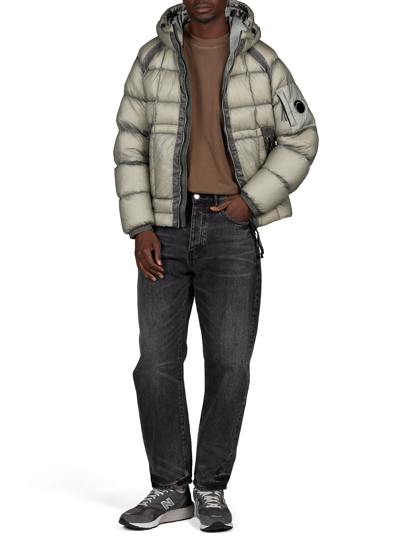 Kurze gesteppte Daunenjacke CP COMPANY Grau