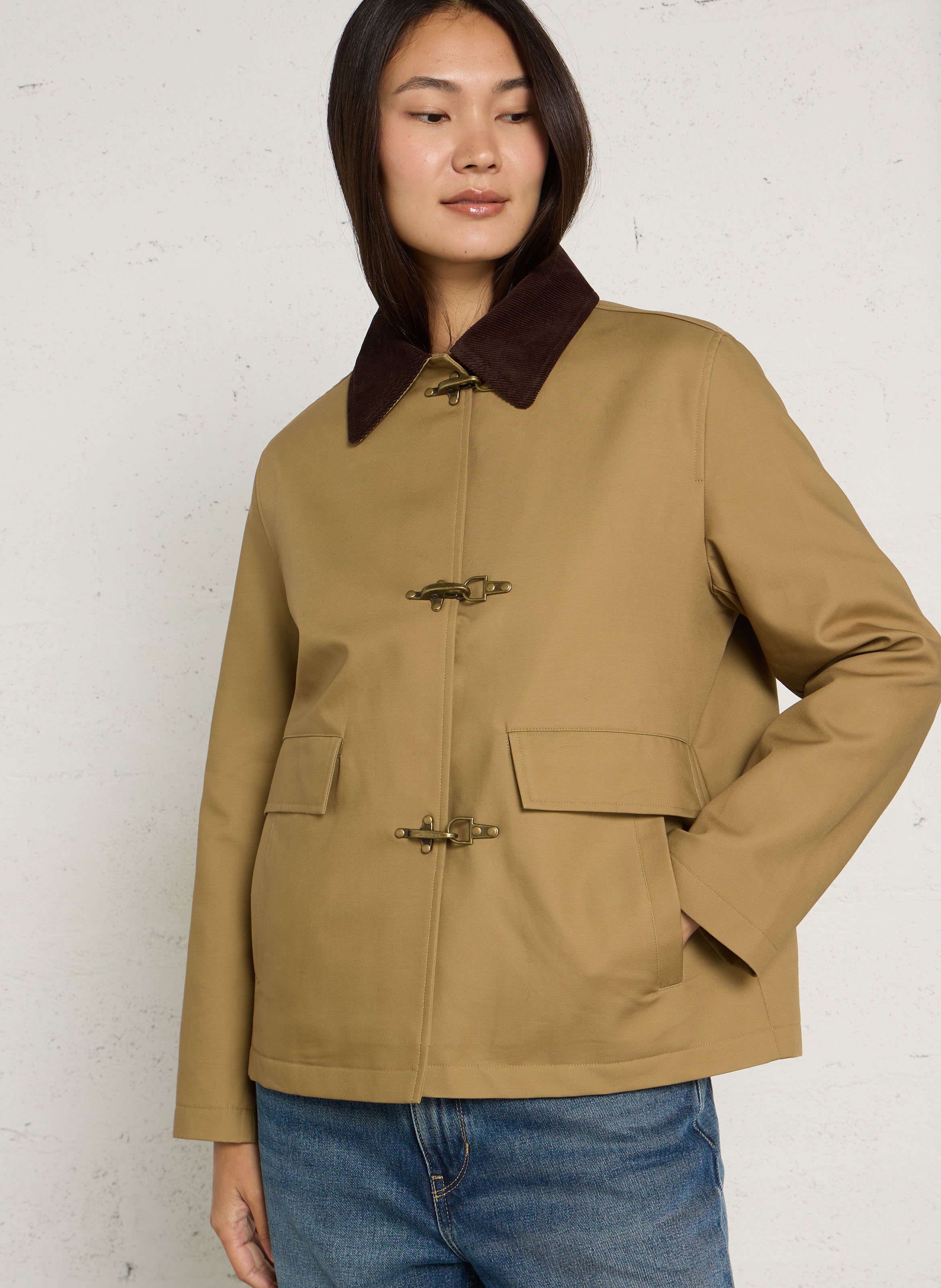 Manteau droit col classique en coton casey MAISON 123 Vert