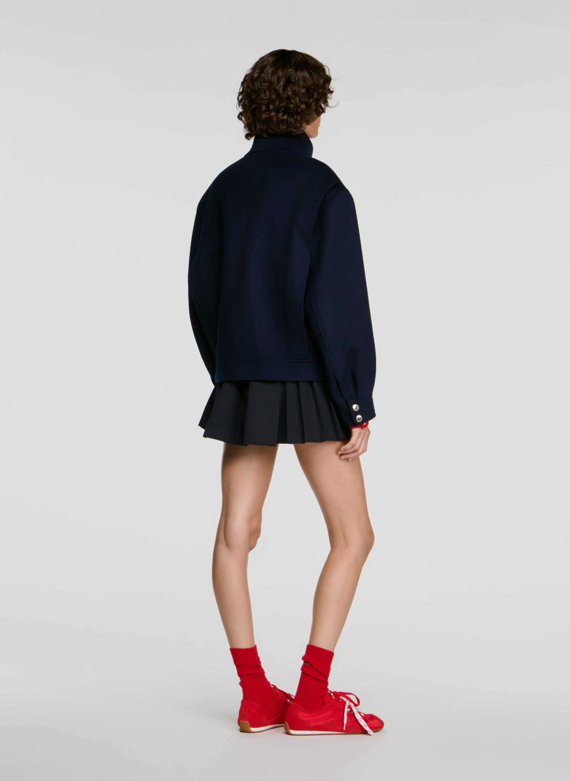 Veste droite en laine SANDRO Bleu