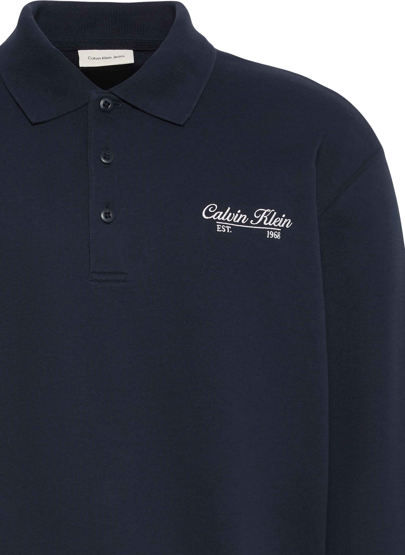 Sudadera recta con cuello polo de algodón mezclado CALVIN KLEIN Azul