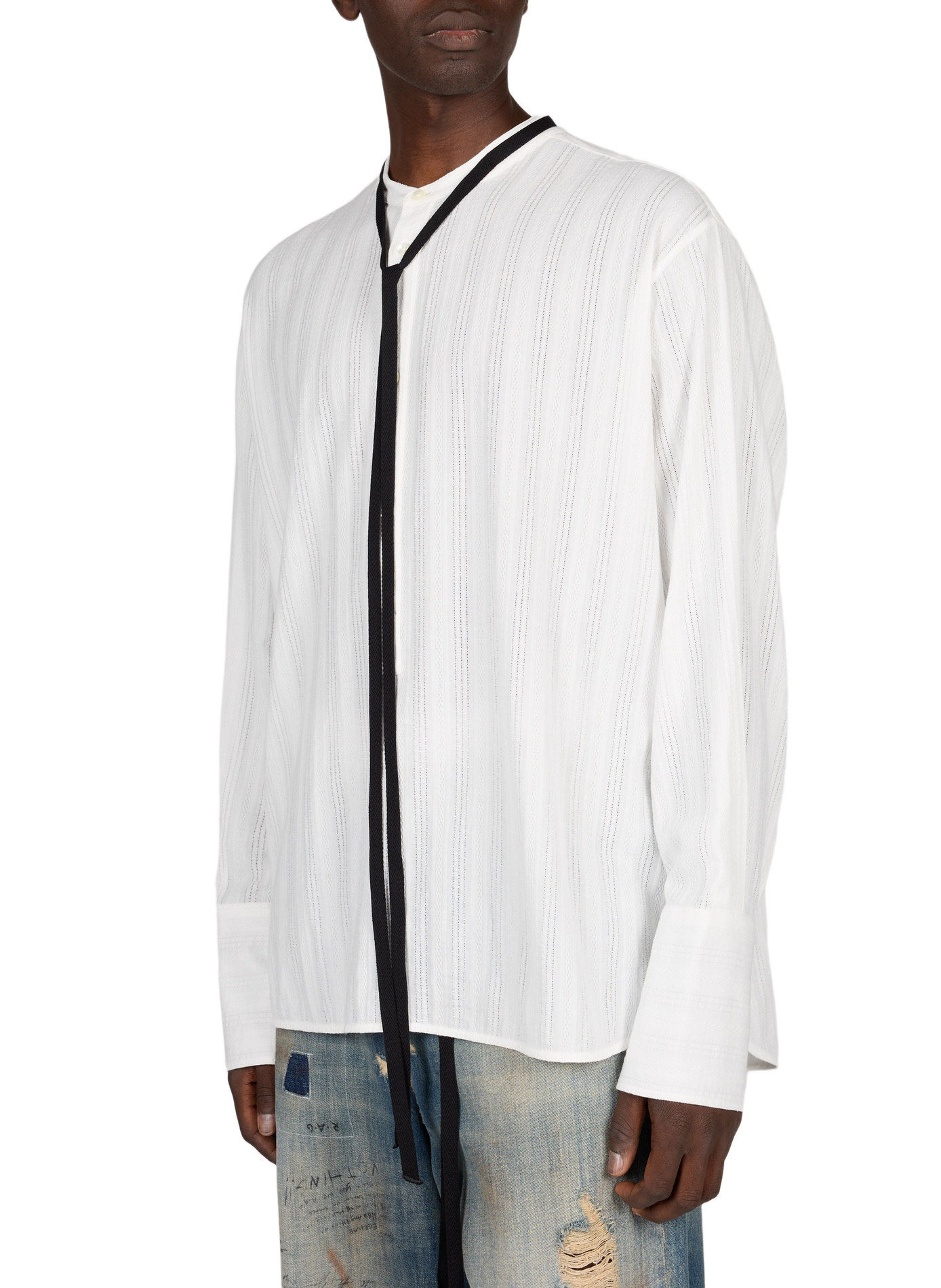 Oversized embroidered cotton shirt ANN DEMEULEMEESTER White