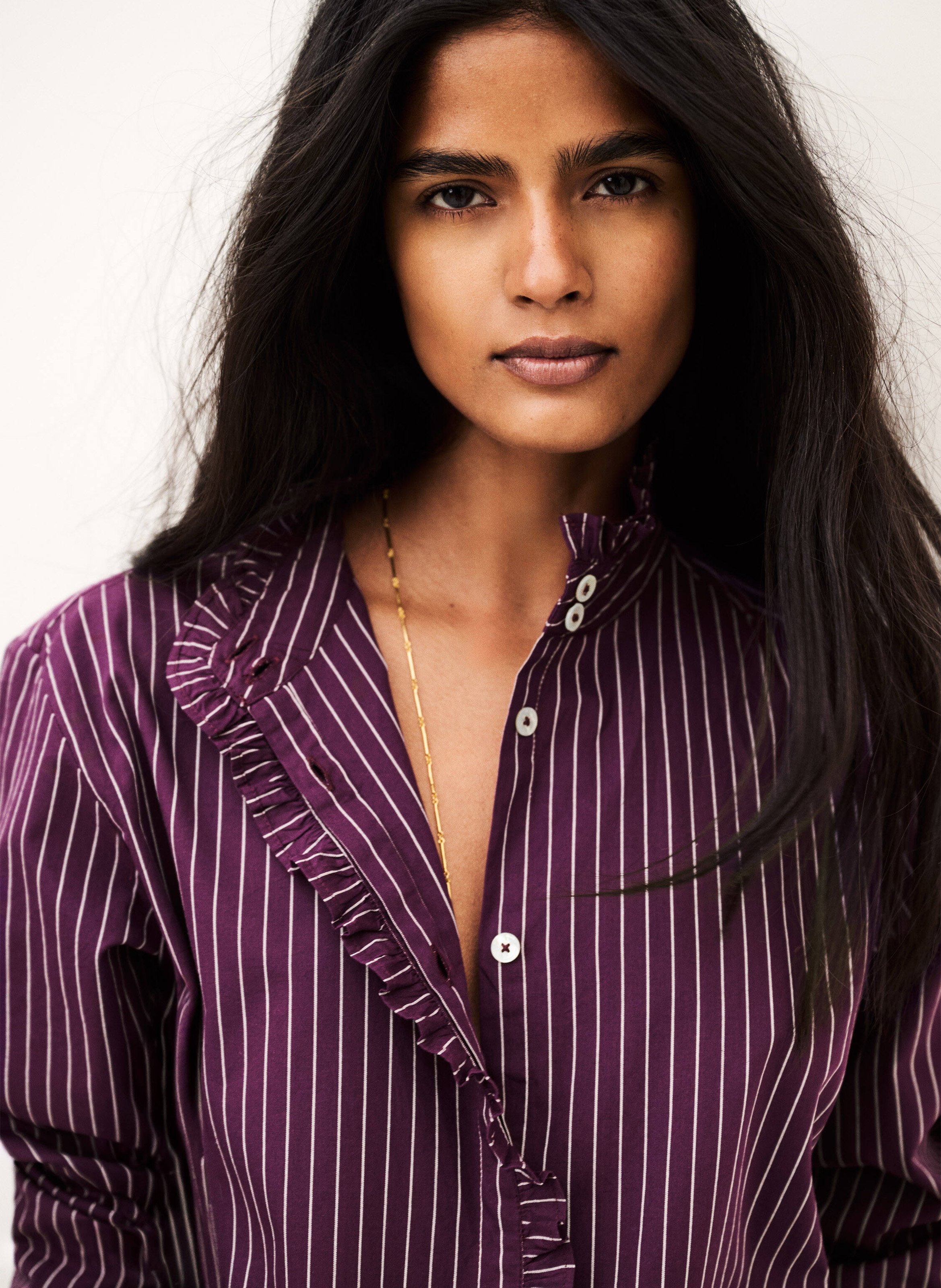 Chemise droite à rayures en coton elvire BA&SH Violet
