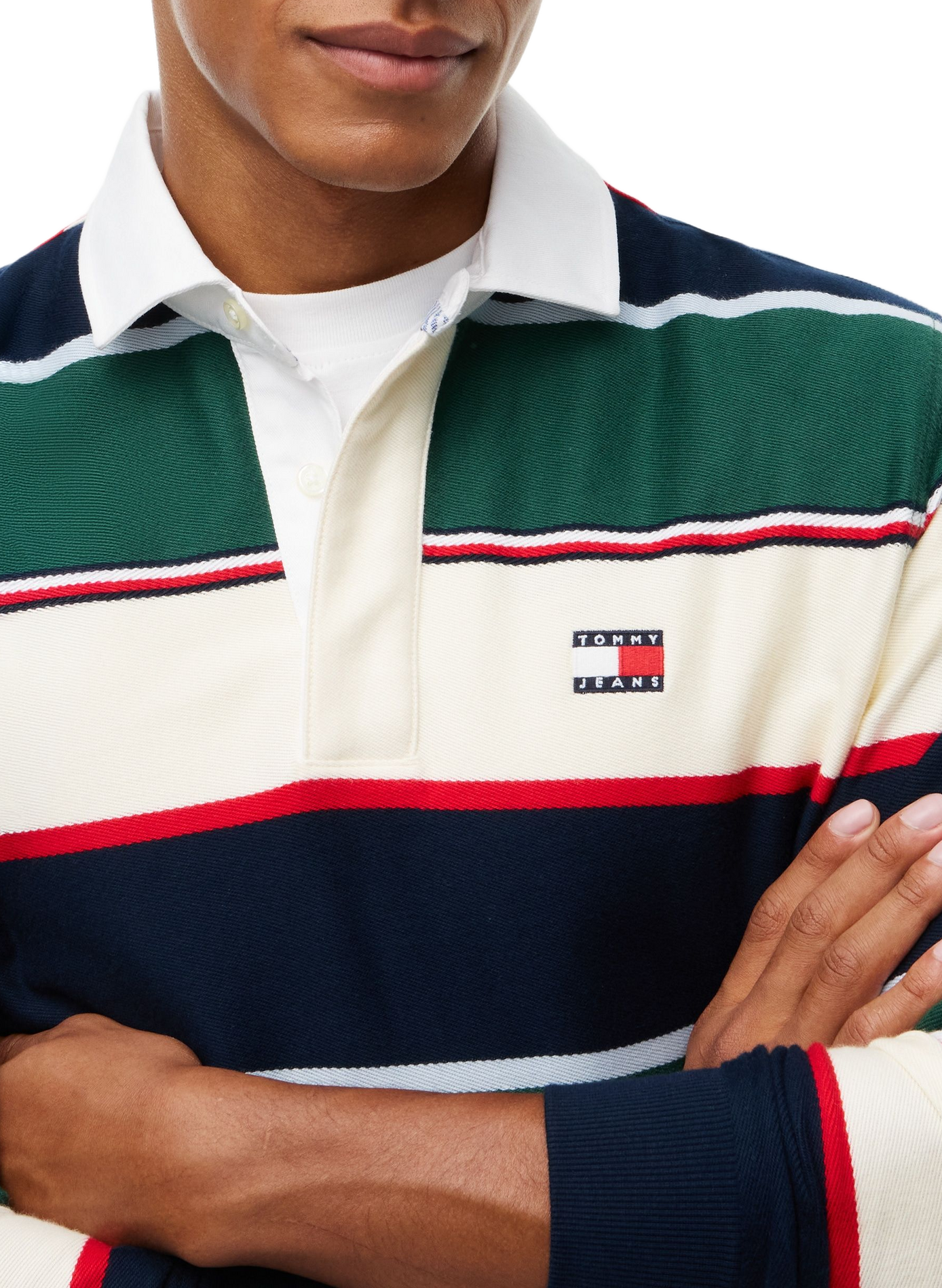 Rechte polo met strepen van katoen TOMMY HILFIGER Groen
