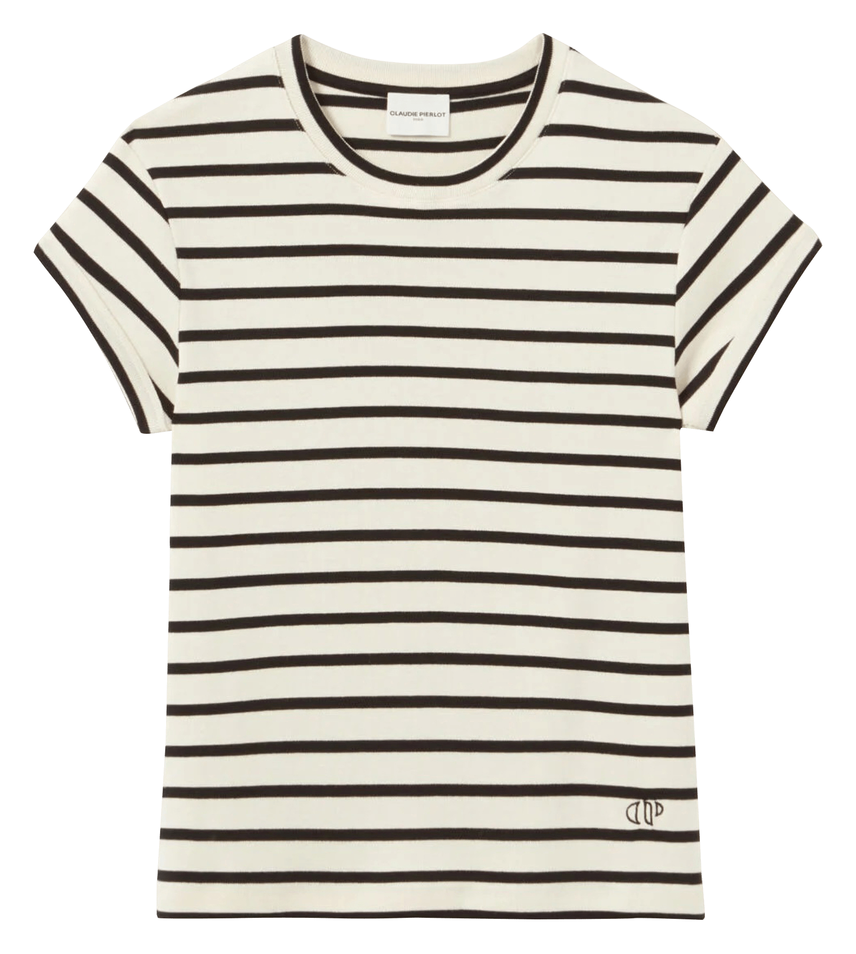 Tee-shirt col rond droit en coton rayé CLAUDIE PIERLOT Multicolore