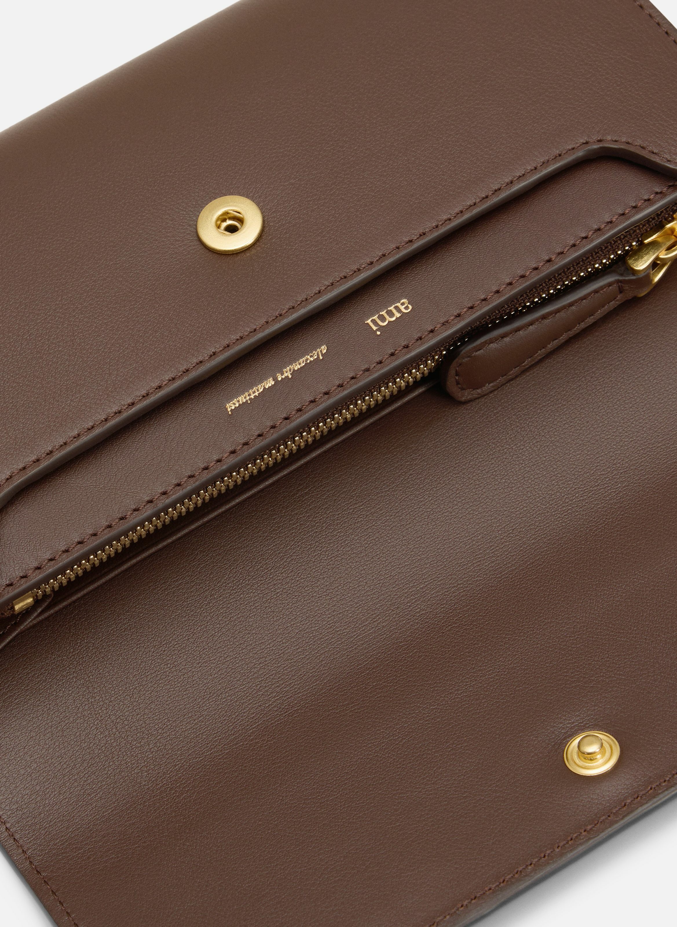 Portefeuille continental carrousel en cuir lisse unisexe AMI PARIS Marron