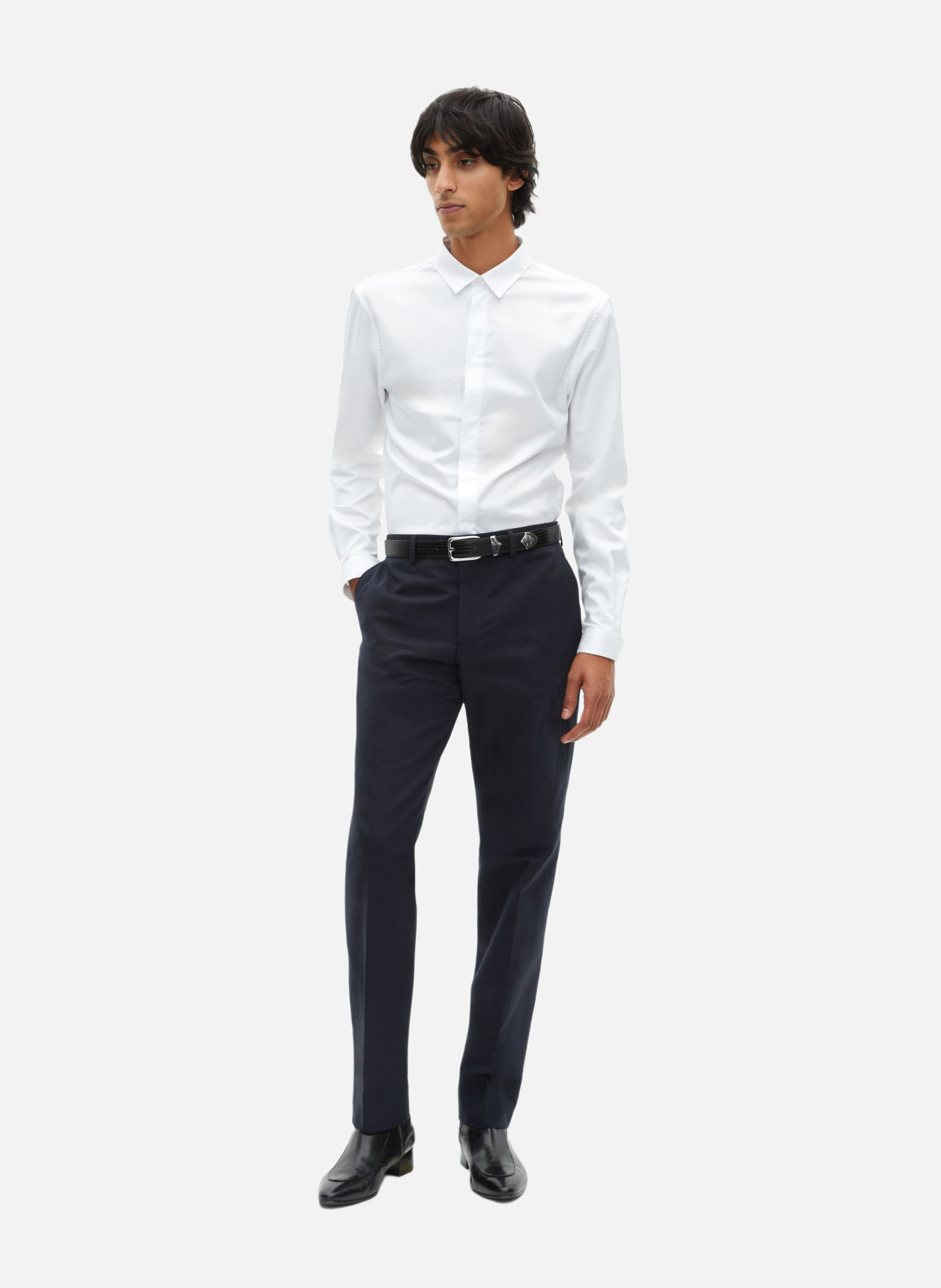Pantalon de costume droit en coton lin THE KOOPLES Bleu