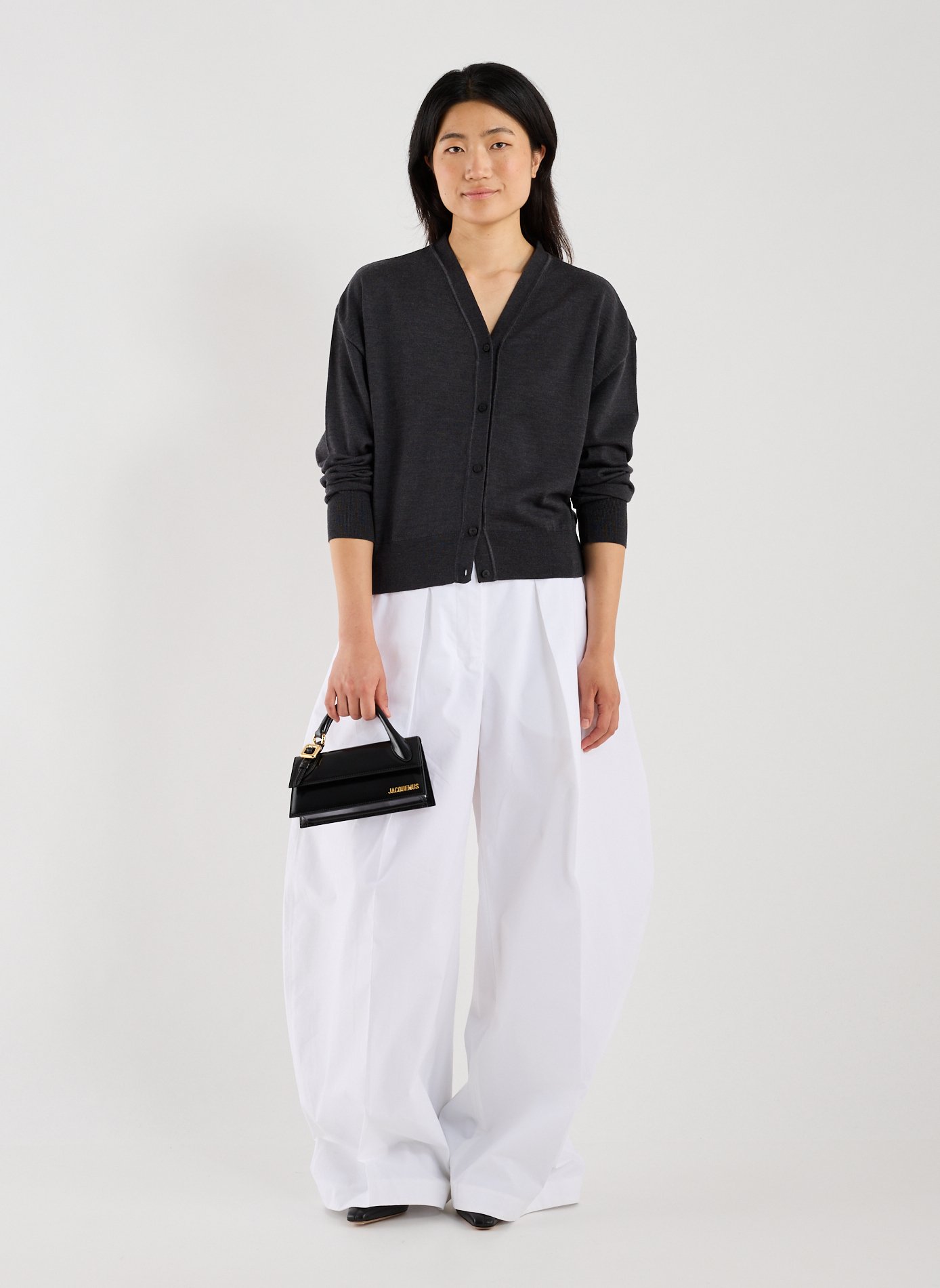 Cardigan cintré en laine JACQUEMUS Gris