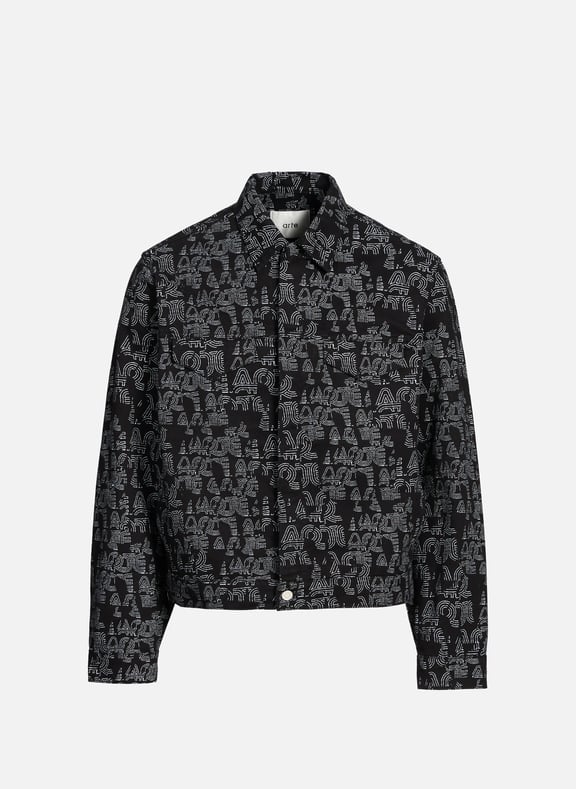 Printed jacket with classic collar in cotton Black by ARTE ANTWERP ARTE ANTWERP Printed jacket with classic collar in cotton Black
