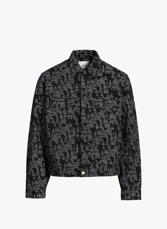 Blouson imprimé col classique en coton | Noir by ARTE ANTWERP Blouson imprimé col classique en coton Noir