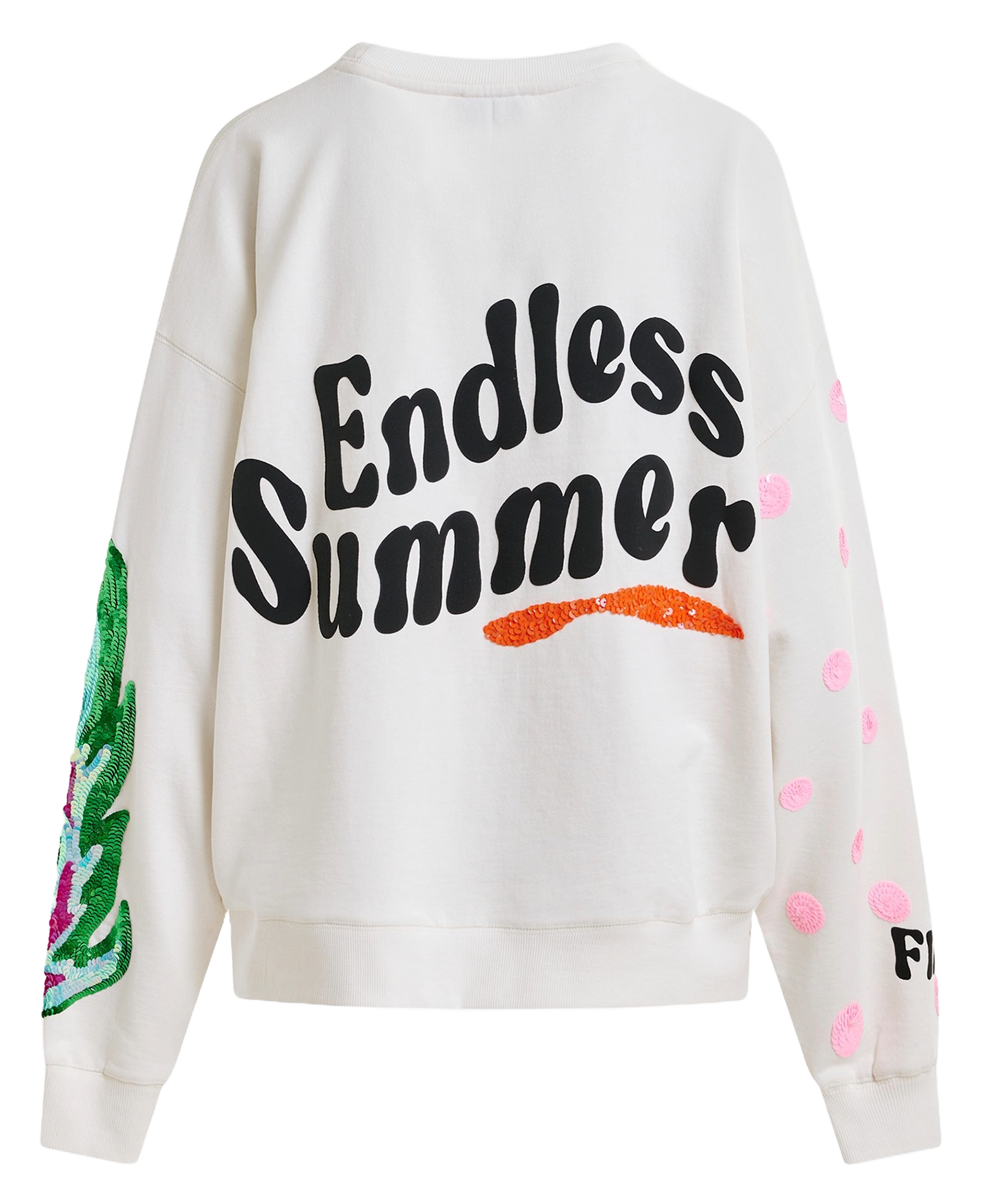 Sweat ample imprimé à broderies paillettes ihexperience ESSENTIEL ANTWERP Blanc