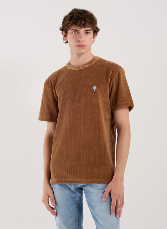 Cotton round-neck T-shirt Brown by FAGUO FAGUO Cotton round-neck T-shirt Brown