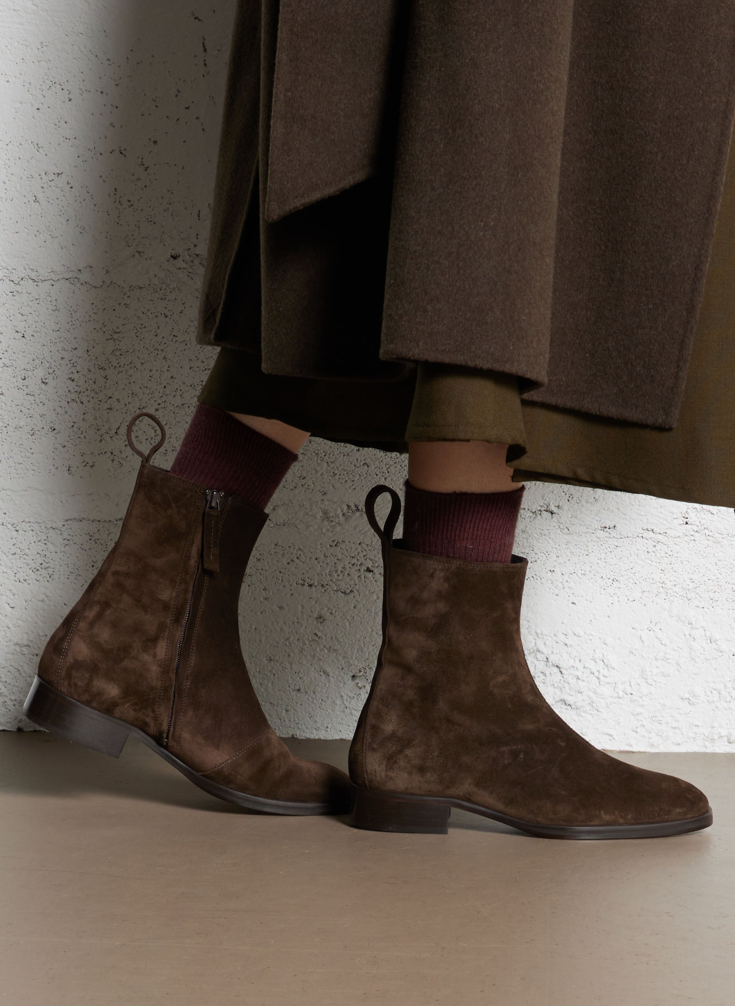 Bottines en cuir velours west SOEUR Marron