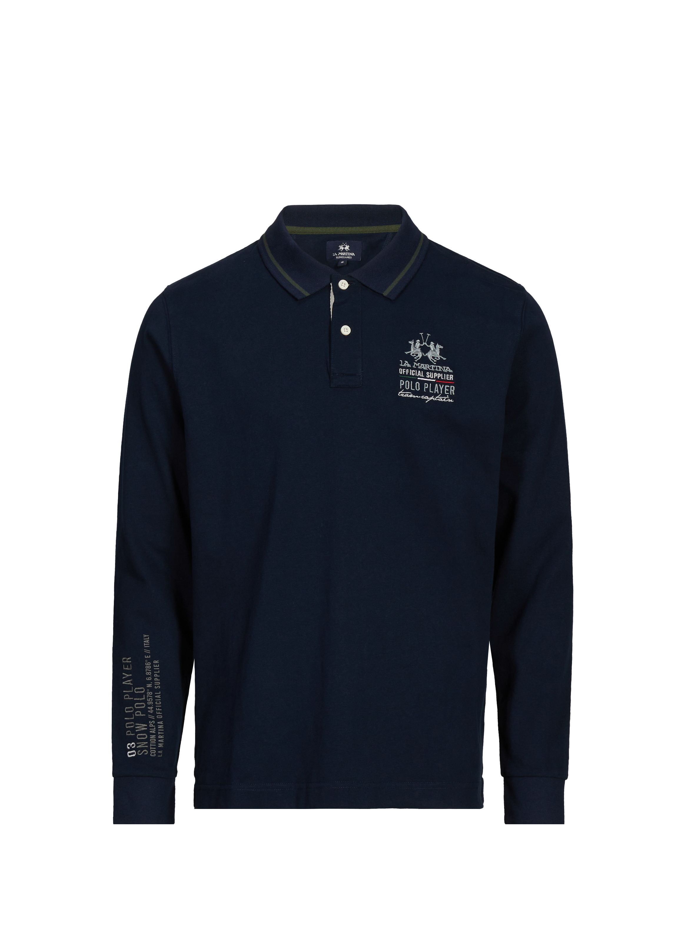 LA MARTINA Long-sleeved cotton polo shirt Blue