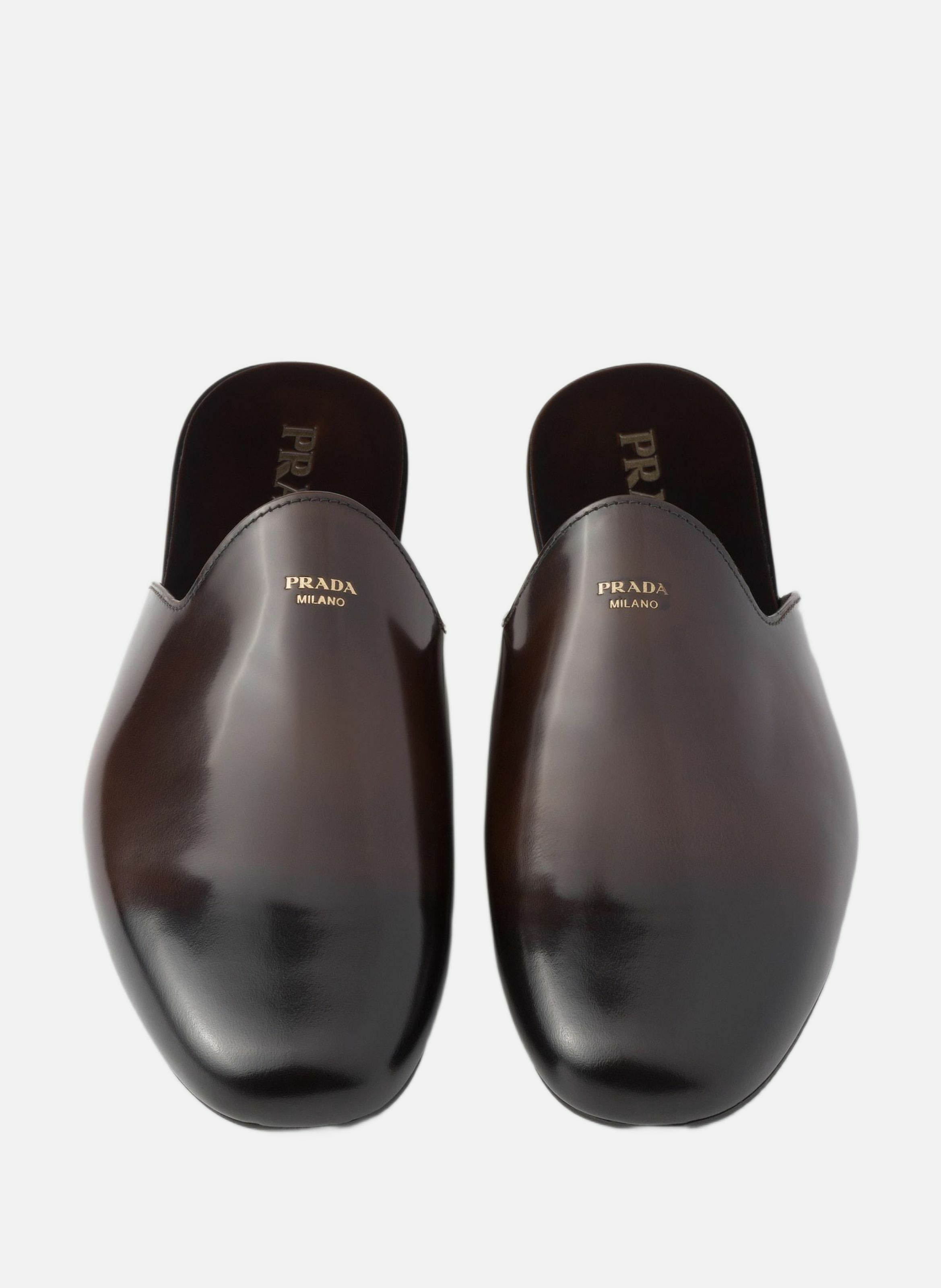 Mules en cuir brossé PRADA Marron