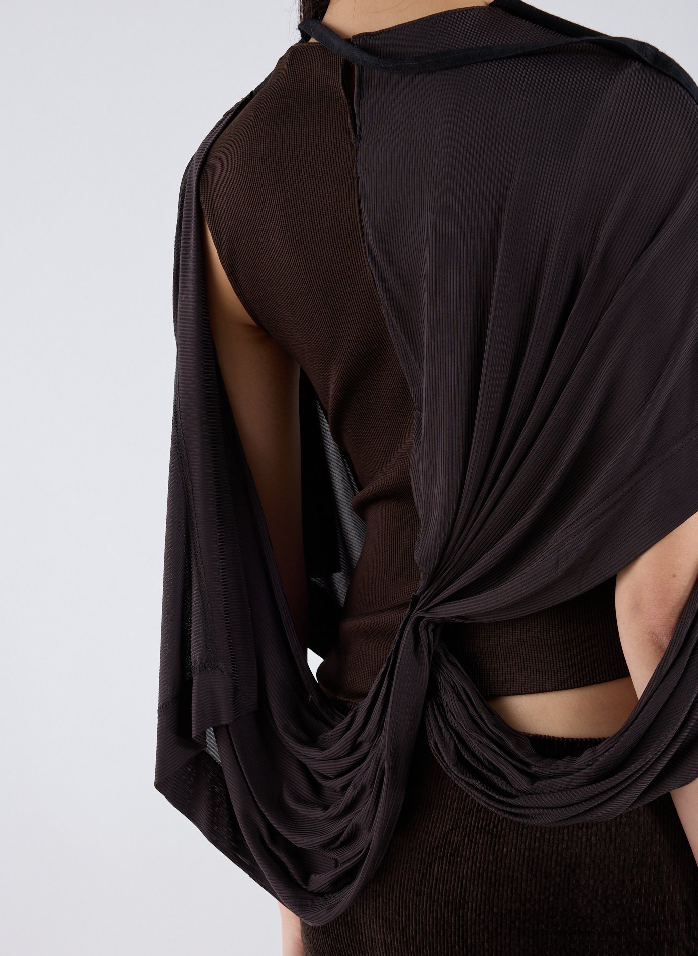 Robe midi Outline Collision en coton mélangé CHRISTOPHER ESBER Marron