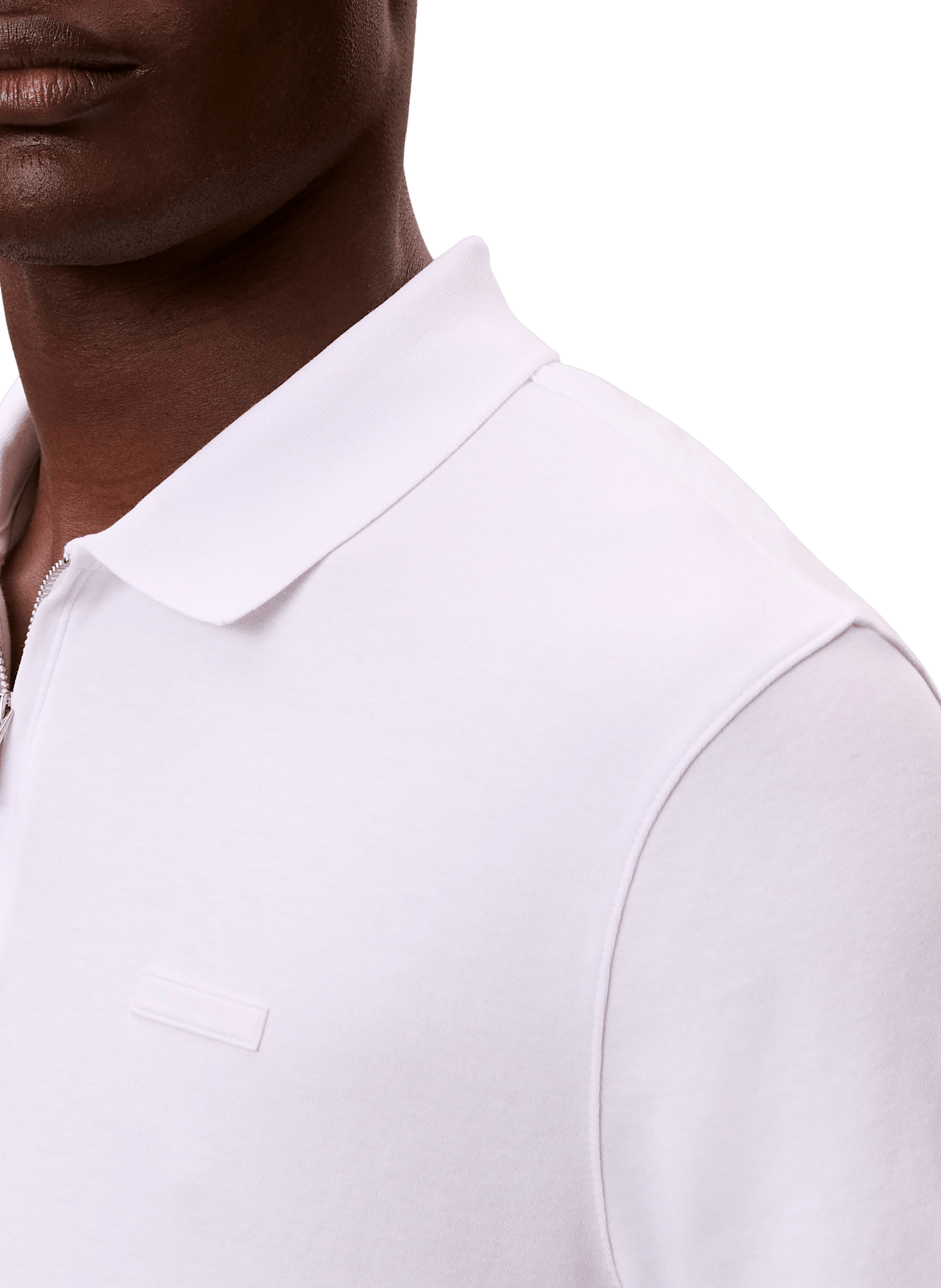 Polo droit à col zippé en coton CALVIN KLEIN Blanc
