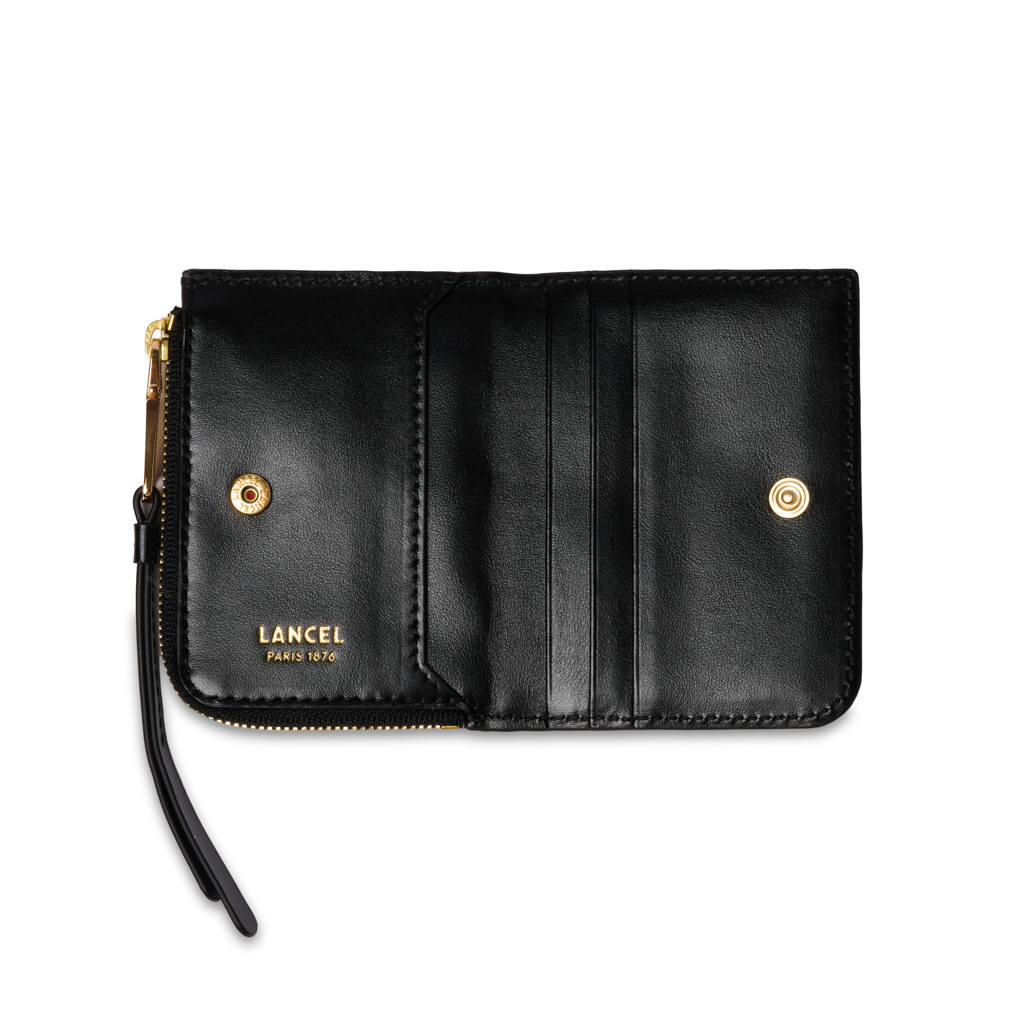 Mini portefeuille zippé origami de lancel en cuir LANCEL Noir