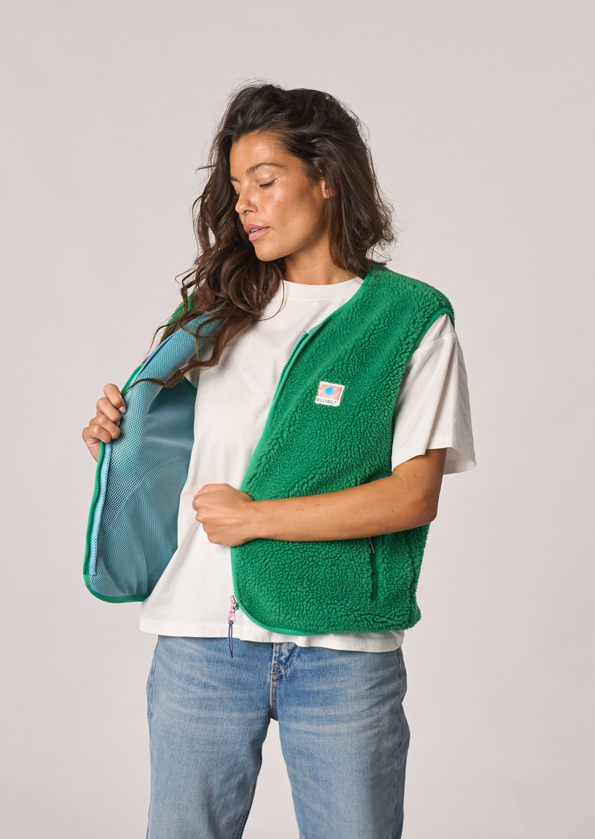 Veste sherpa zippée sans manches BILLYBELT Vert