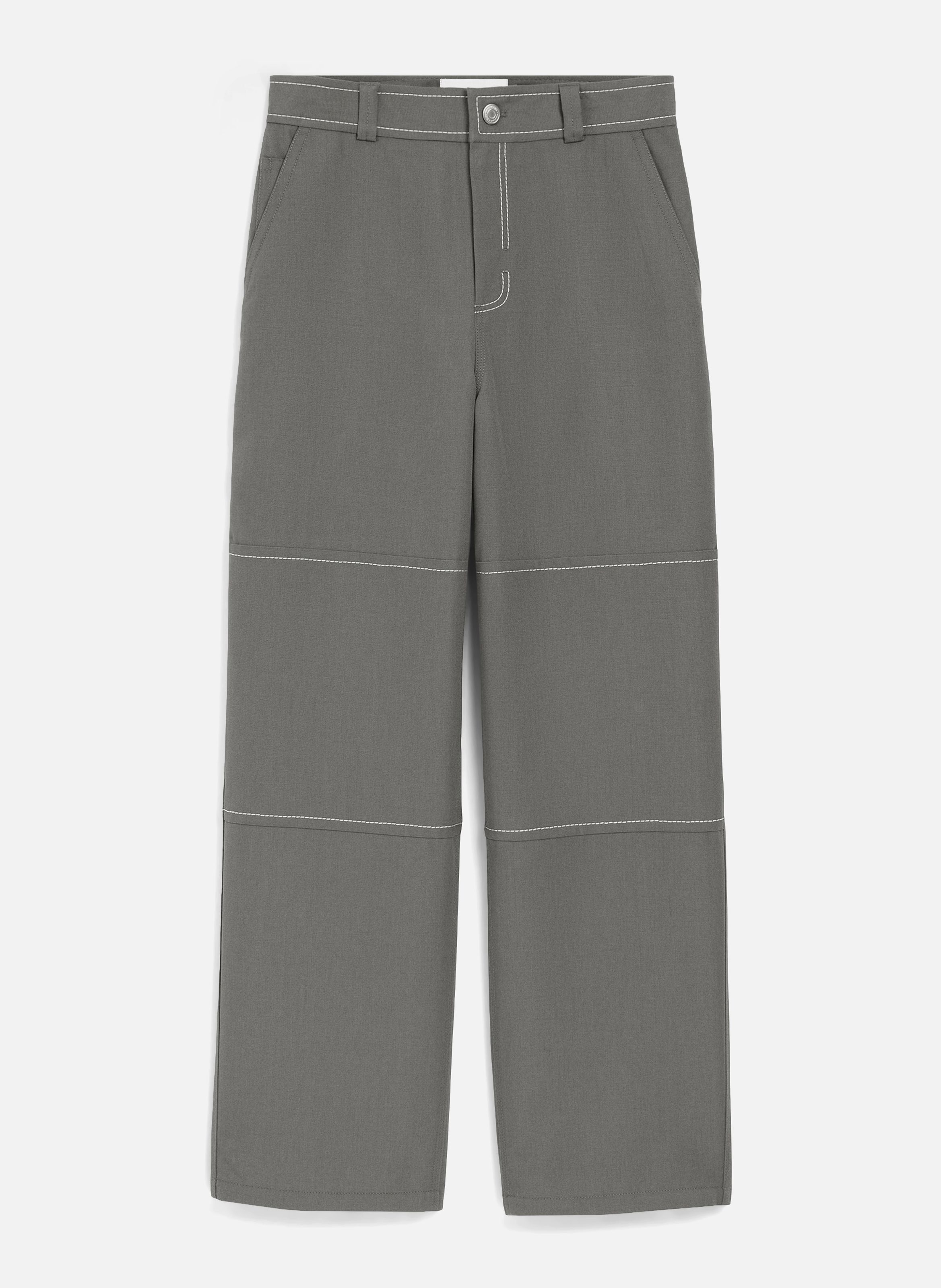 Pantalon worker en laine vierge AMI PARIS Gris