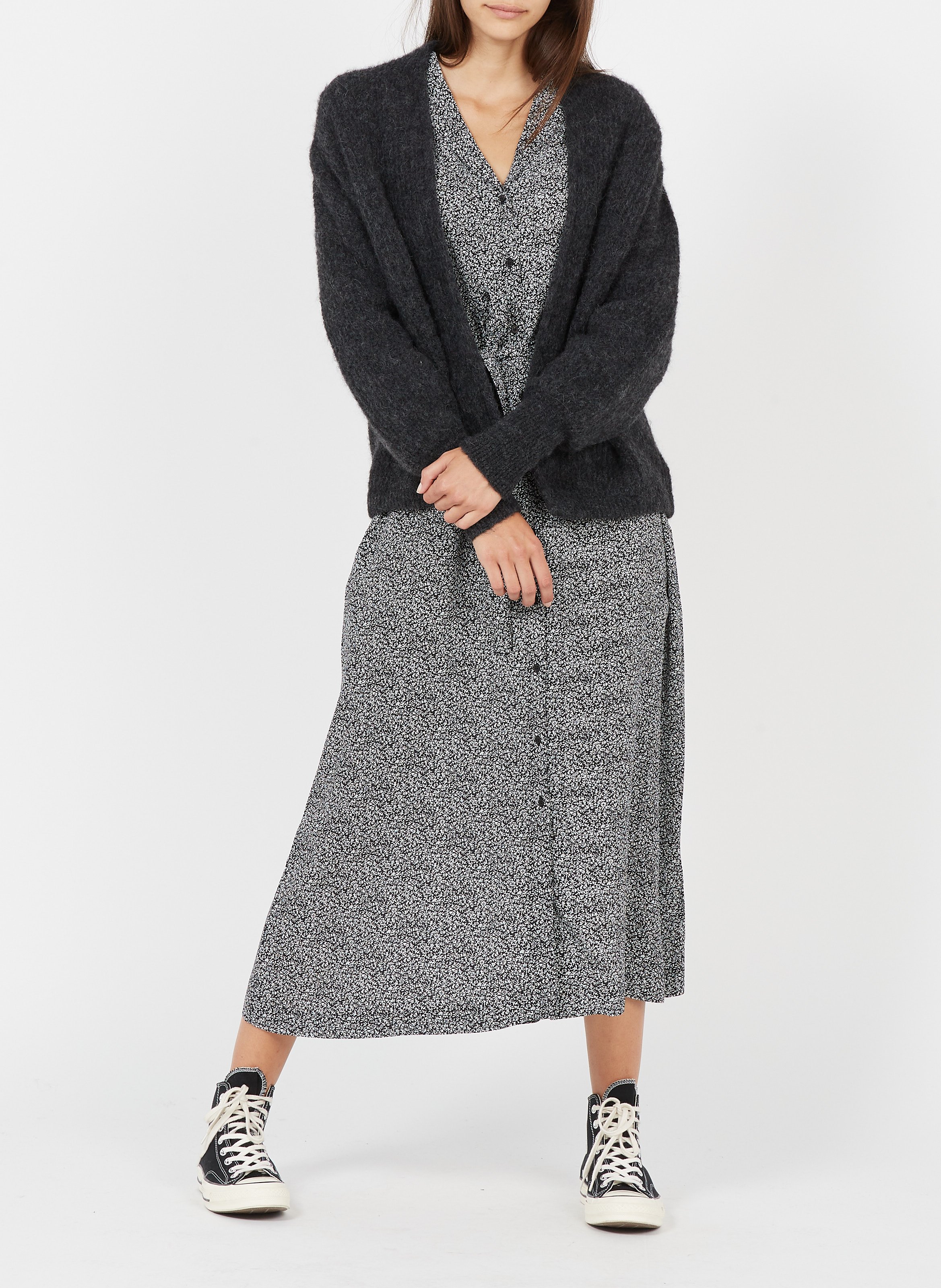 Gilet ouvert en laine et alpaga mélangé east AMERICAN VINTAGE Gris